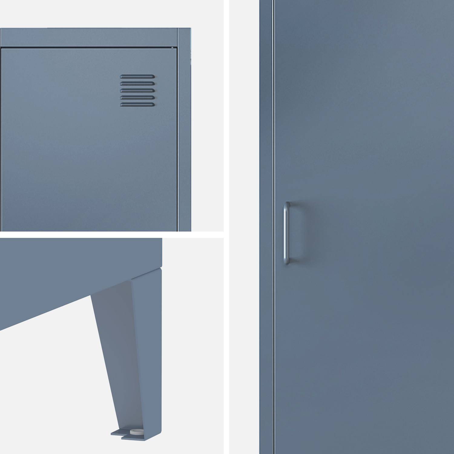 Metal locker storage with 3 shelves, Soho, Dark blue, 38x38x180 cm Photo7