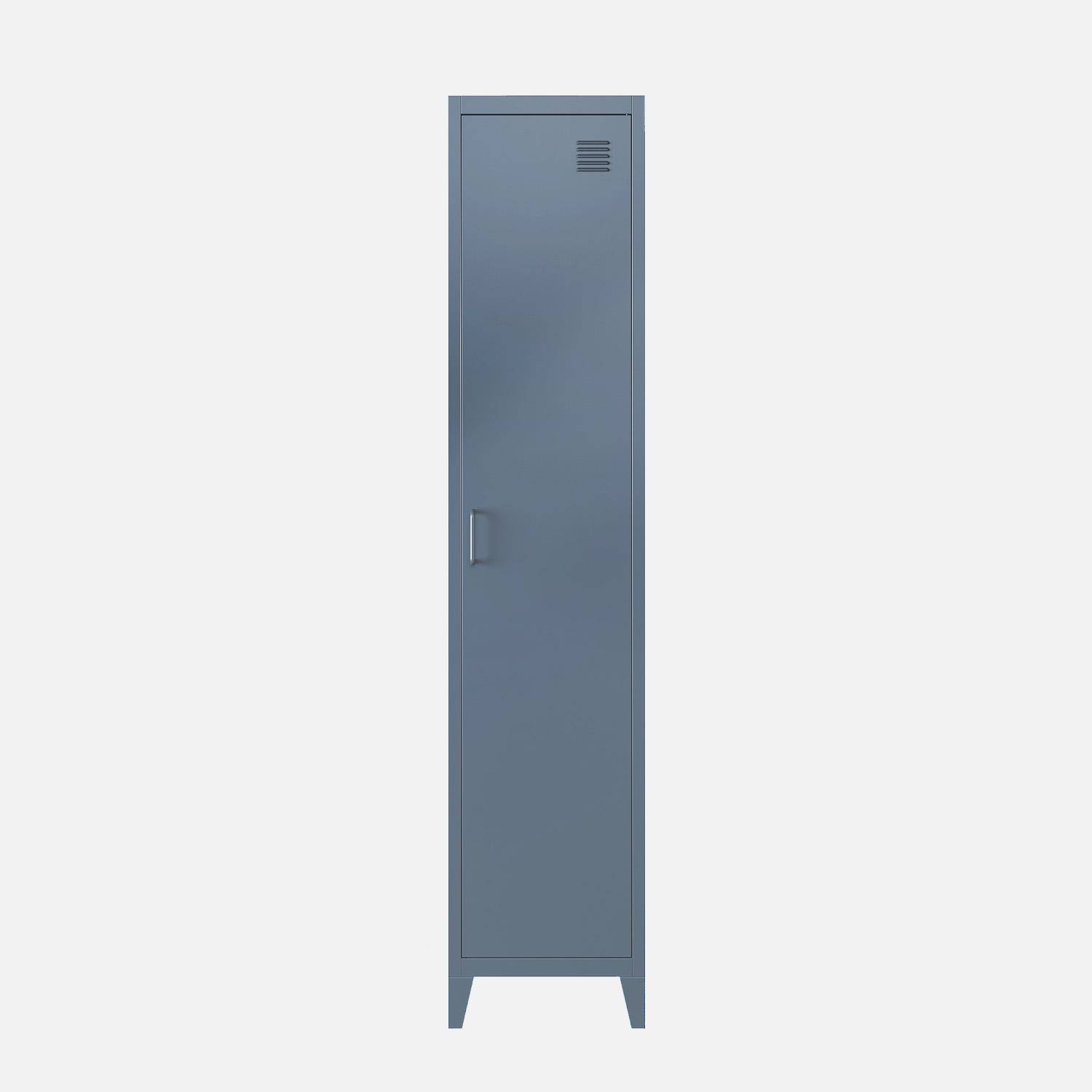 Metal locker storage with 3 shelves, Soho, Dark blue, 38x38x180 cm Photo5