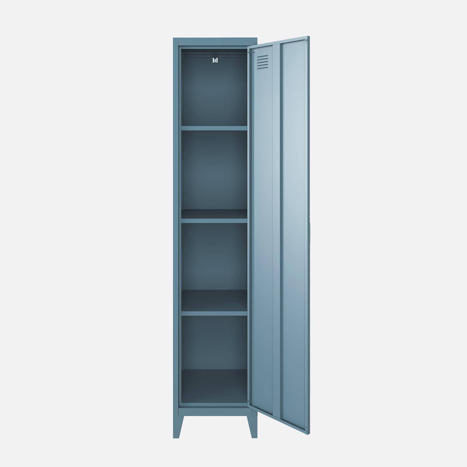 Armoire chambre enfant en métal bleu 3 étagères  Photo5