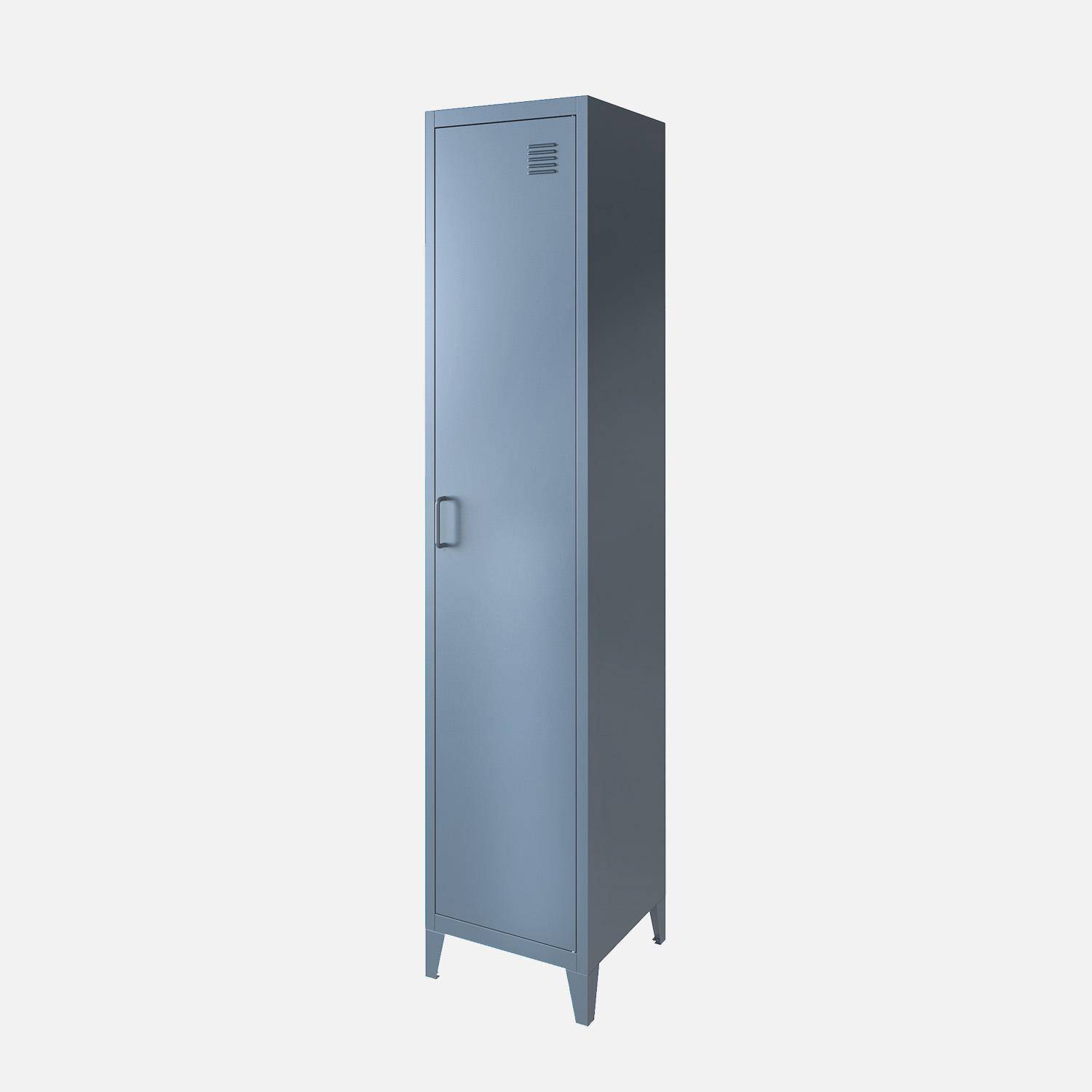 Metal locker storage with 3 shelves, Soho, Dark blue, 38x38x180 cm Photo3