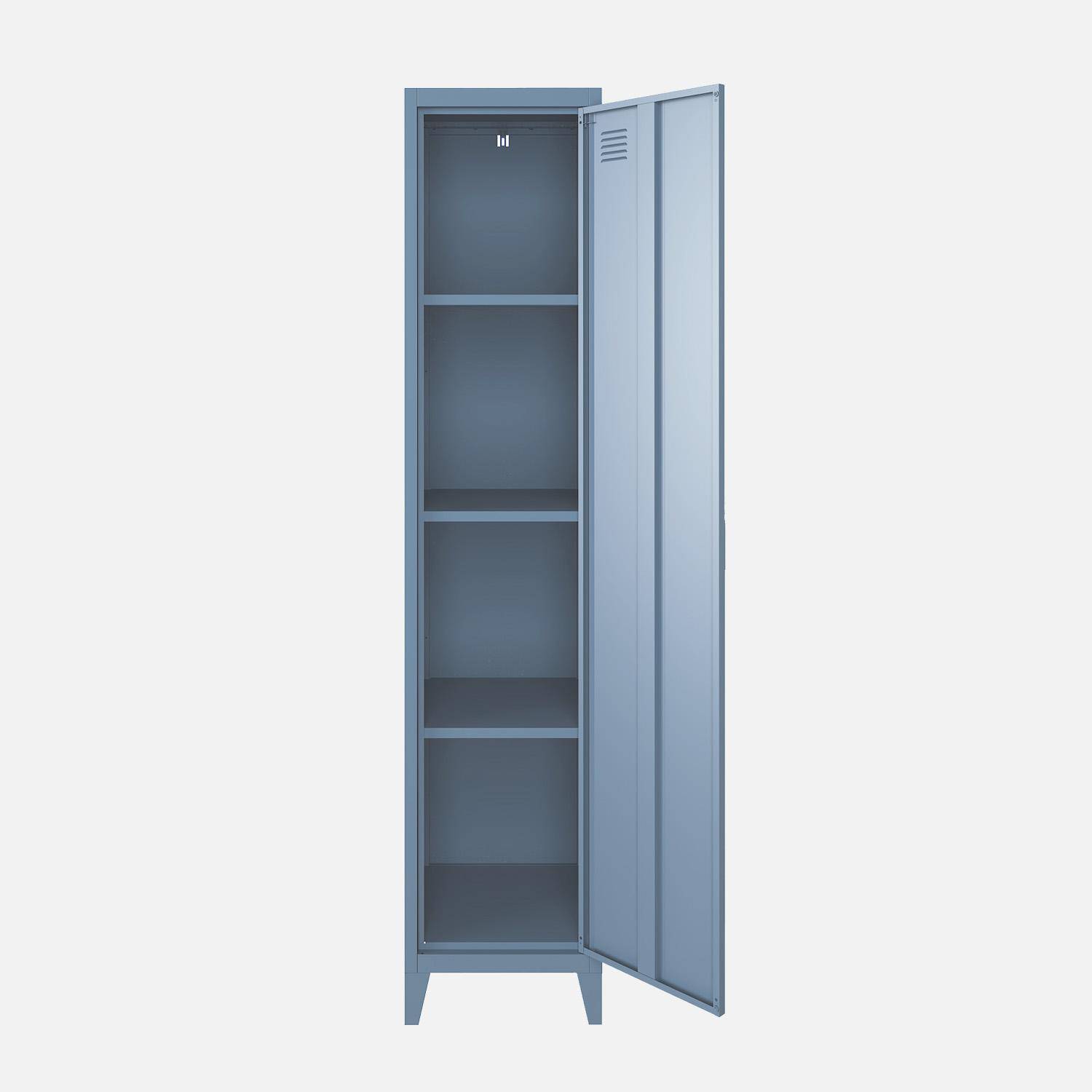 Metal locker storage with 3 shelves, Soho, Dark blue, 38x38x180 cm Photo6