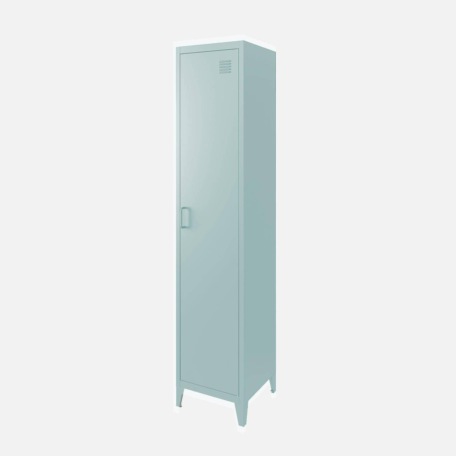 Metal locker storage with 3 shelves, Soho, Light blue, 38x38x180 cm Photo3
