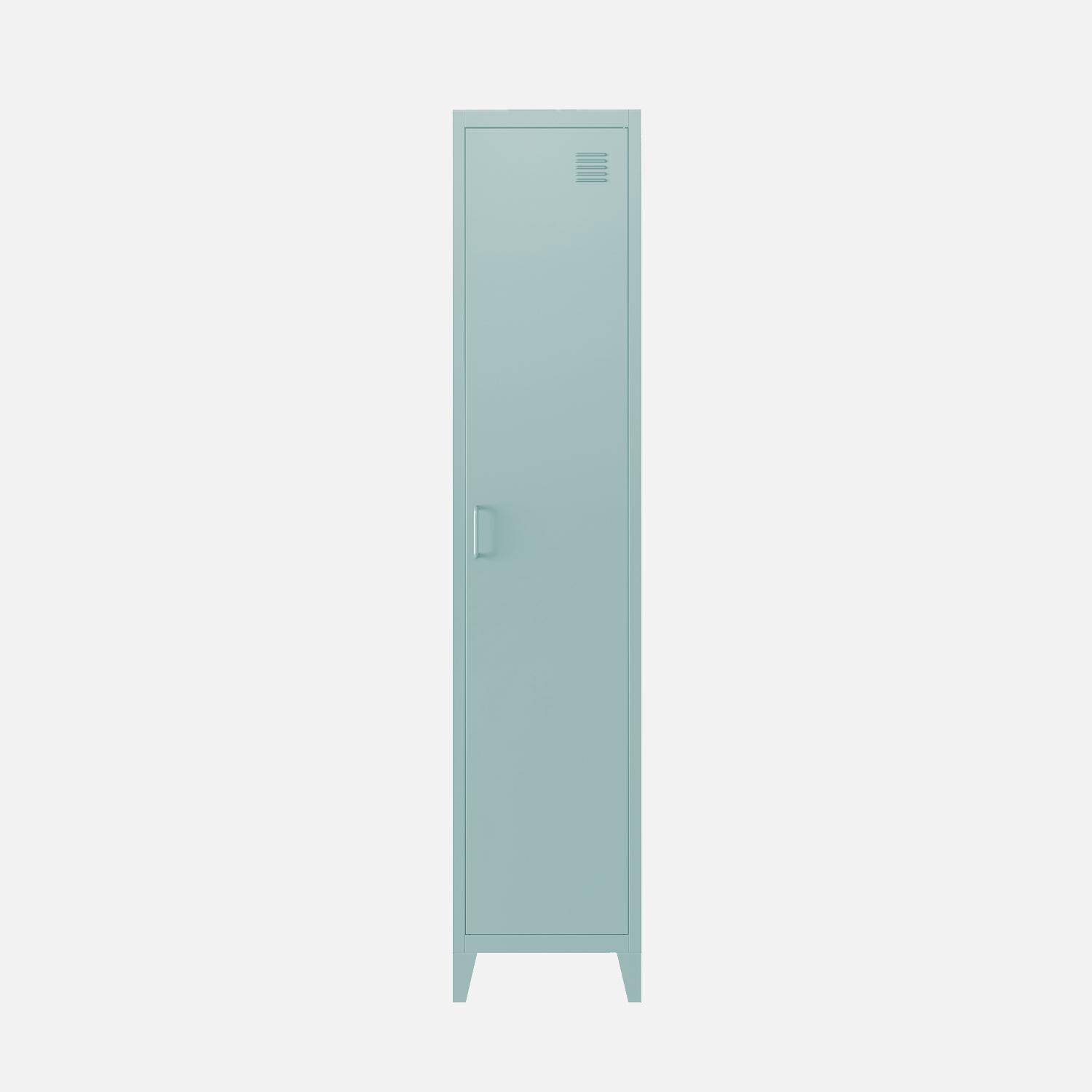 Metal locker storage with 3 shelves, Soho, Light blue, 38x38x180 cm Photo6