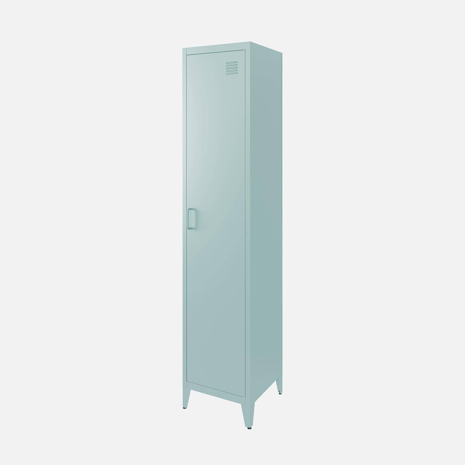 Armoire chambre en acier bleu clair, 4 espaces de rangement, casiers  Photo3