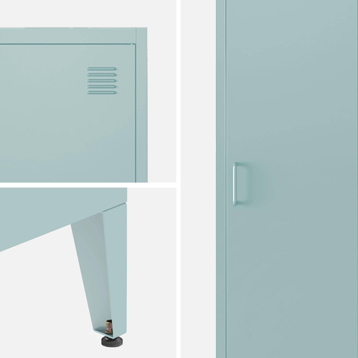 Armoire chambre en acier bleu clair, 4 espaces de rangement, casiers  Photo7