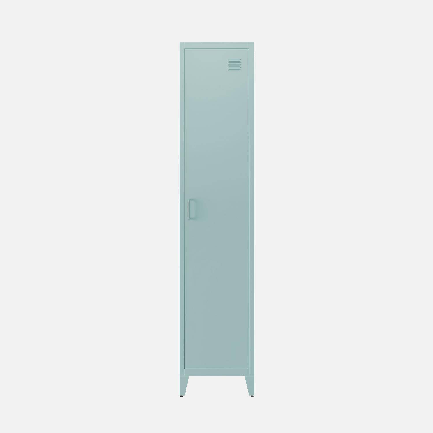 Armoire chambre en acier bleu clair, 4 espaces de rangement, casiers ,sweeek,Photo5