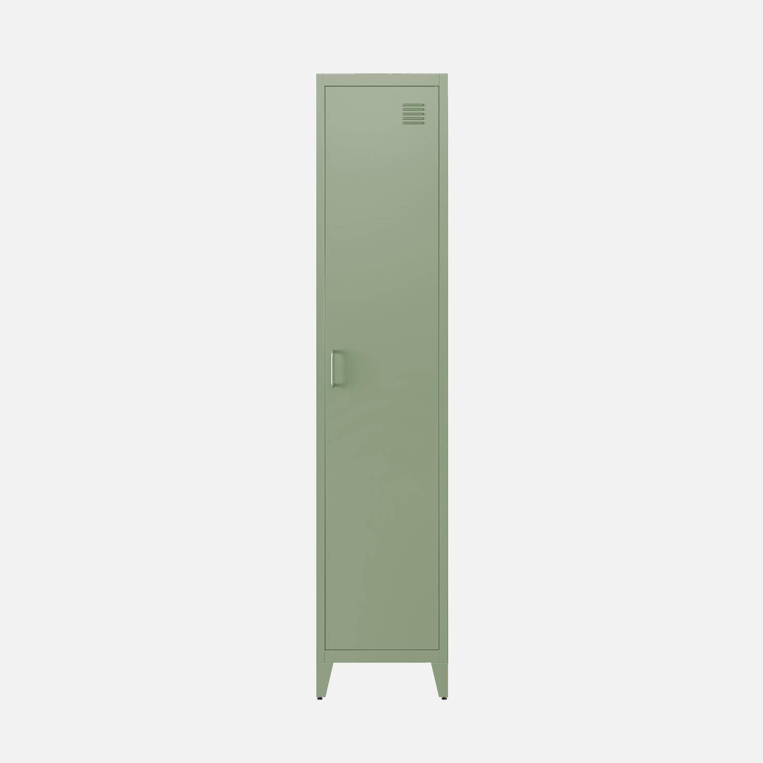 Armoire chambre en acier vert clair, 4 espaces de rangement, casier  Photo4