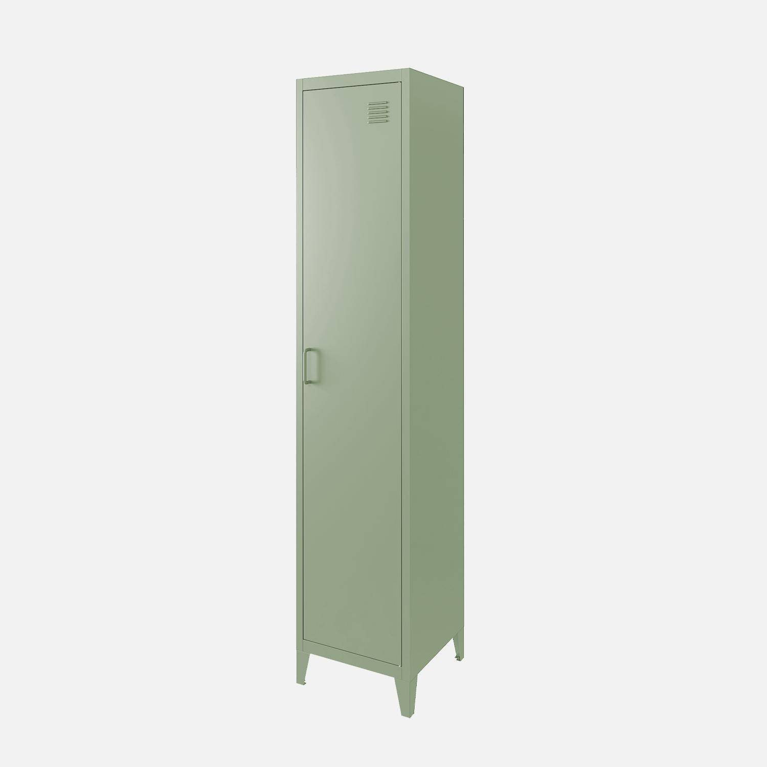 Metal locker storage with 3 shelves, Soho, Light Green, 38x38x180 cm Photo3