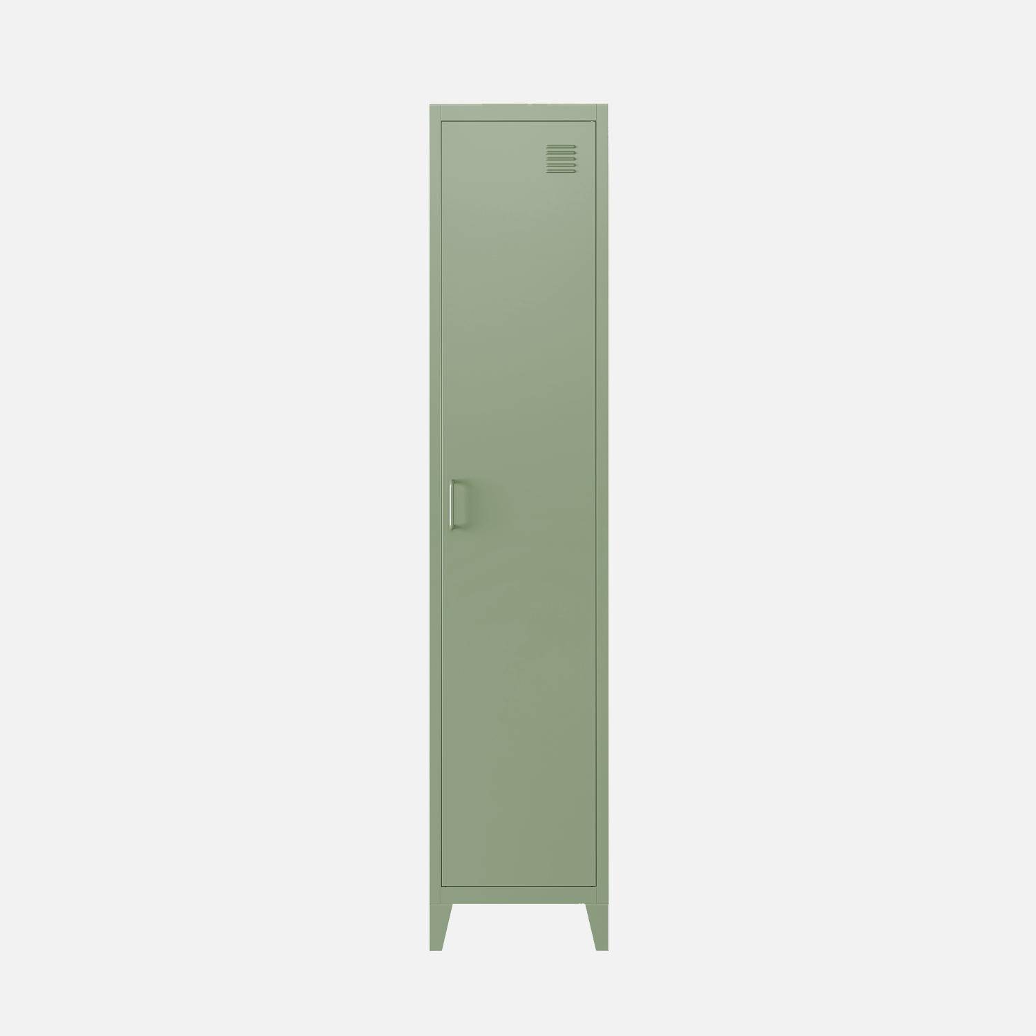 Metal locker storage with 3 shelves, Soho, Light Green, 38x38x180 cm Photo6