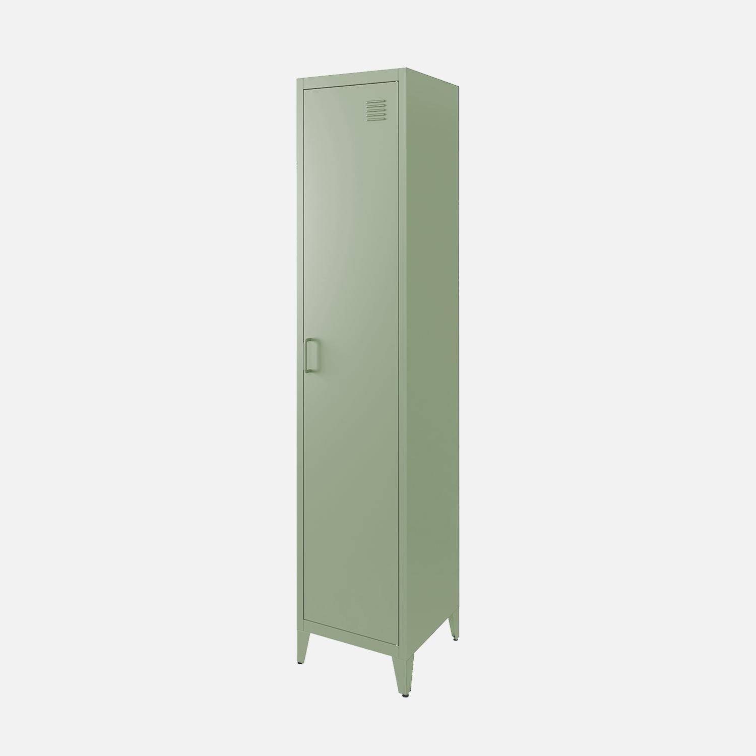 Armoire chambre en acier vert clair, 4 espaces de rangement, casier  Photo3