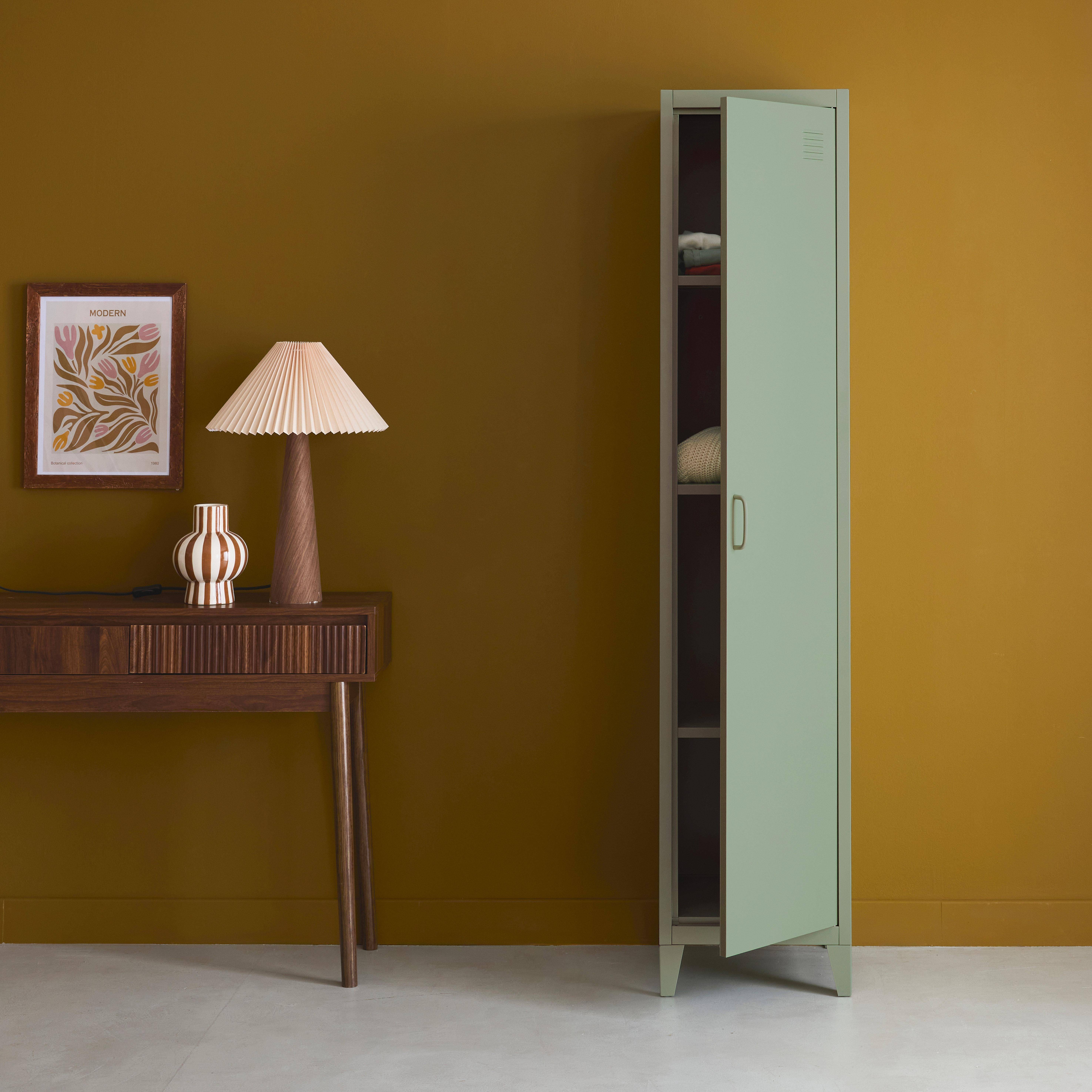 Metal locker storage with 3 shelves, Soho, Light Green, 38x38x180 cm,sweeek,Photo2