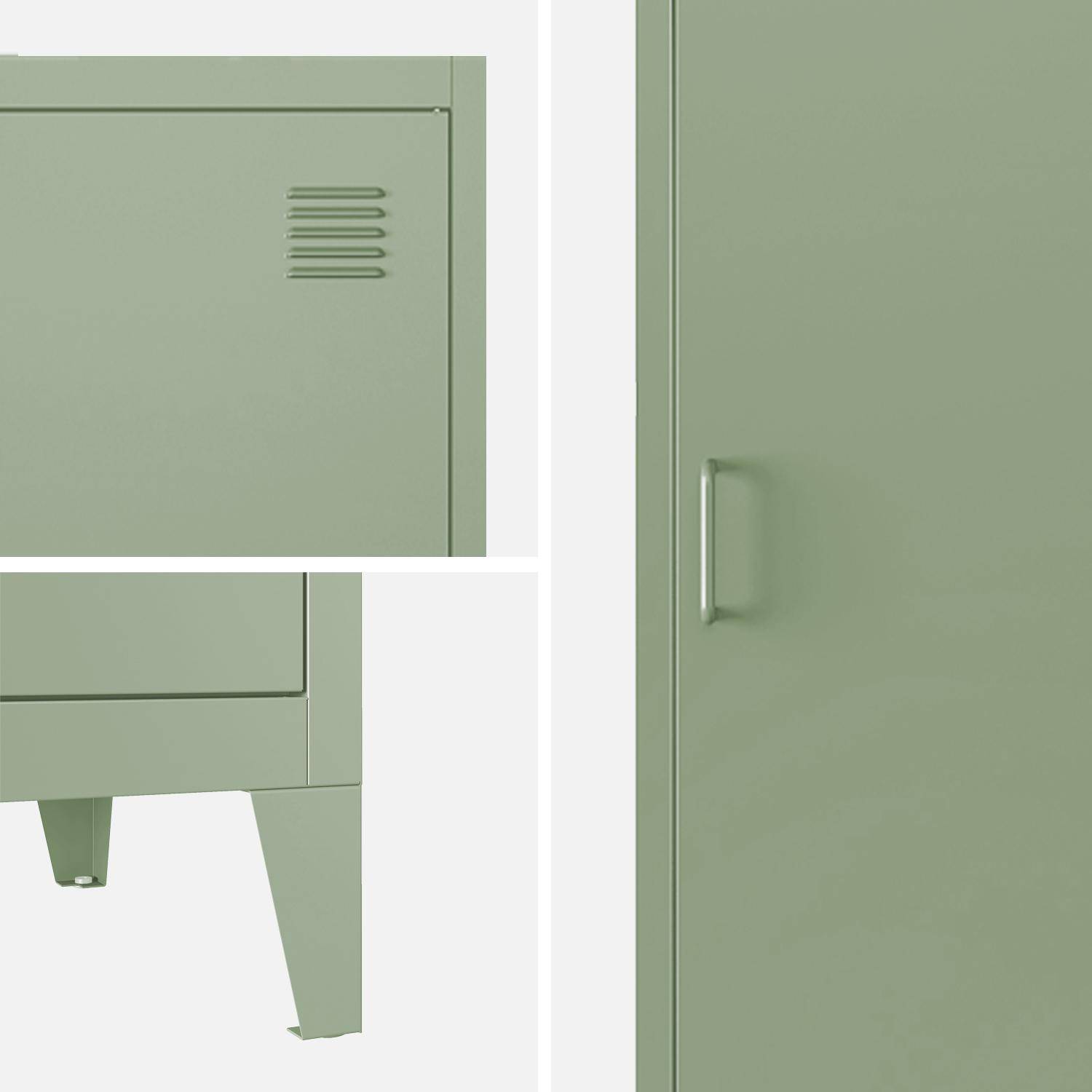 Metal locker storage with 3 shelves, Soho, Light Green, 38x38x180 cm Photo4