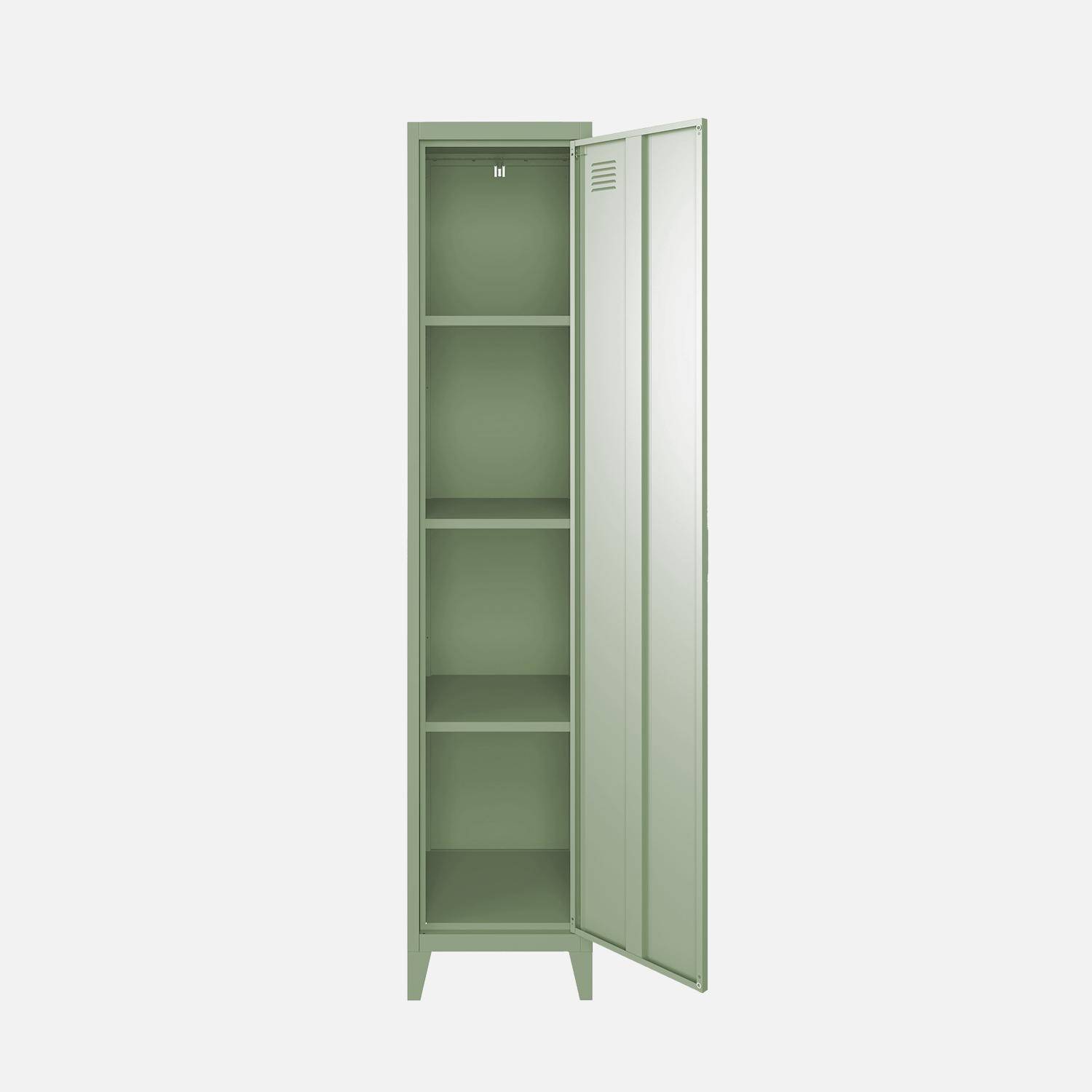 Metal locker storage with 3 shelves, Soho, Light Green, 38x38x180 cm Photo7