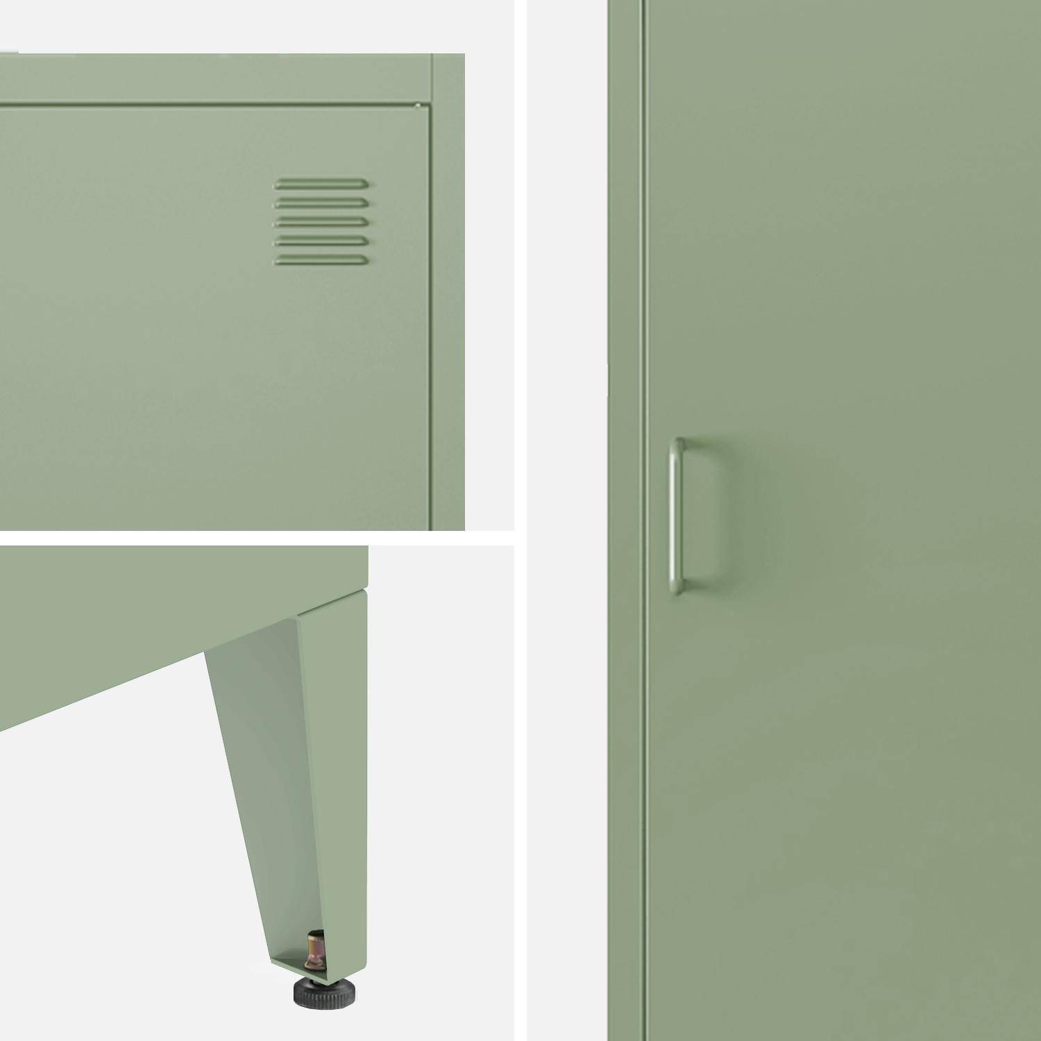 Armoire chambre en acier vert clair, 4 espaces de rangement, casier  Photo6