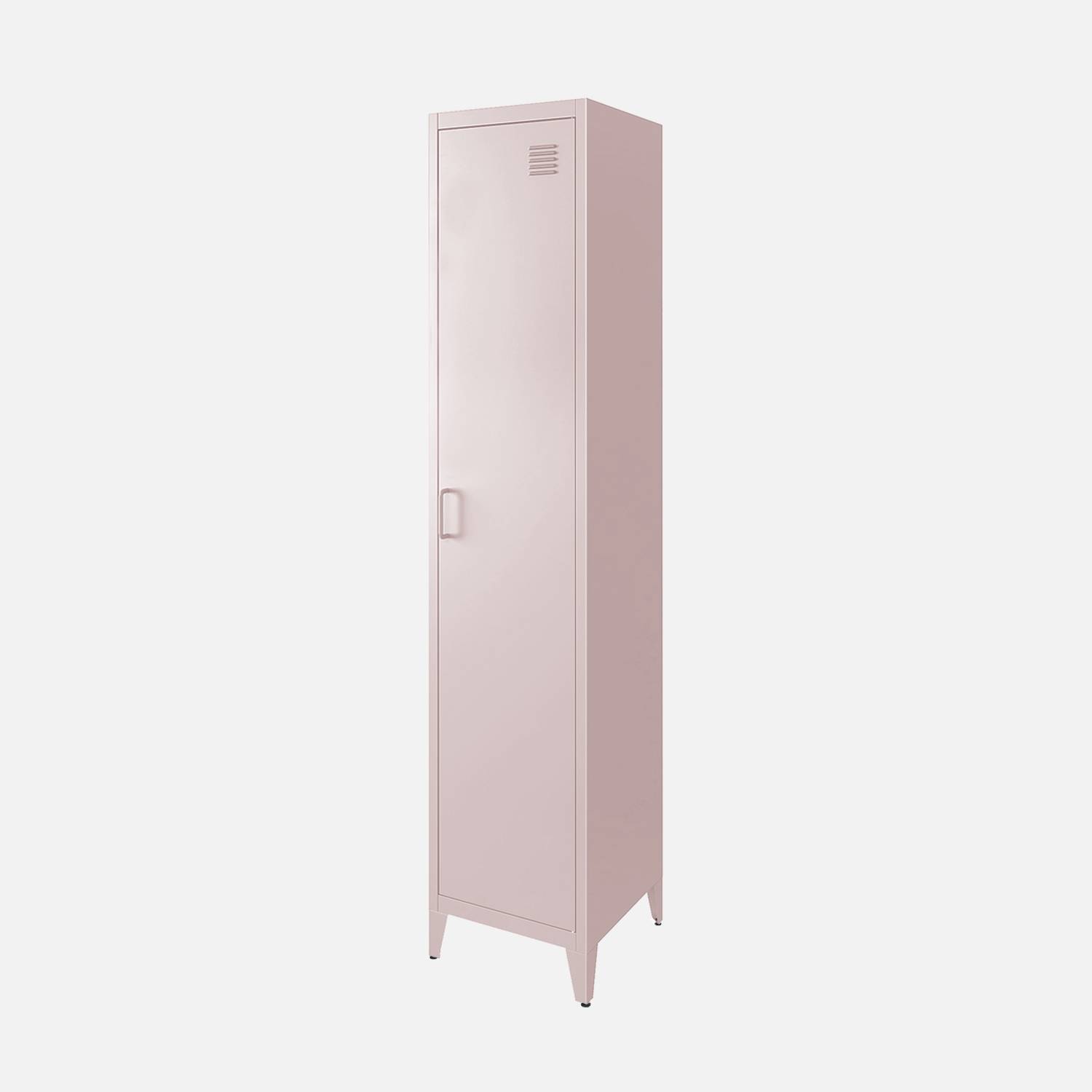 Armoire chambre acier rose, 3 rangements