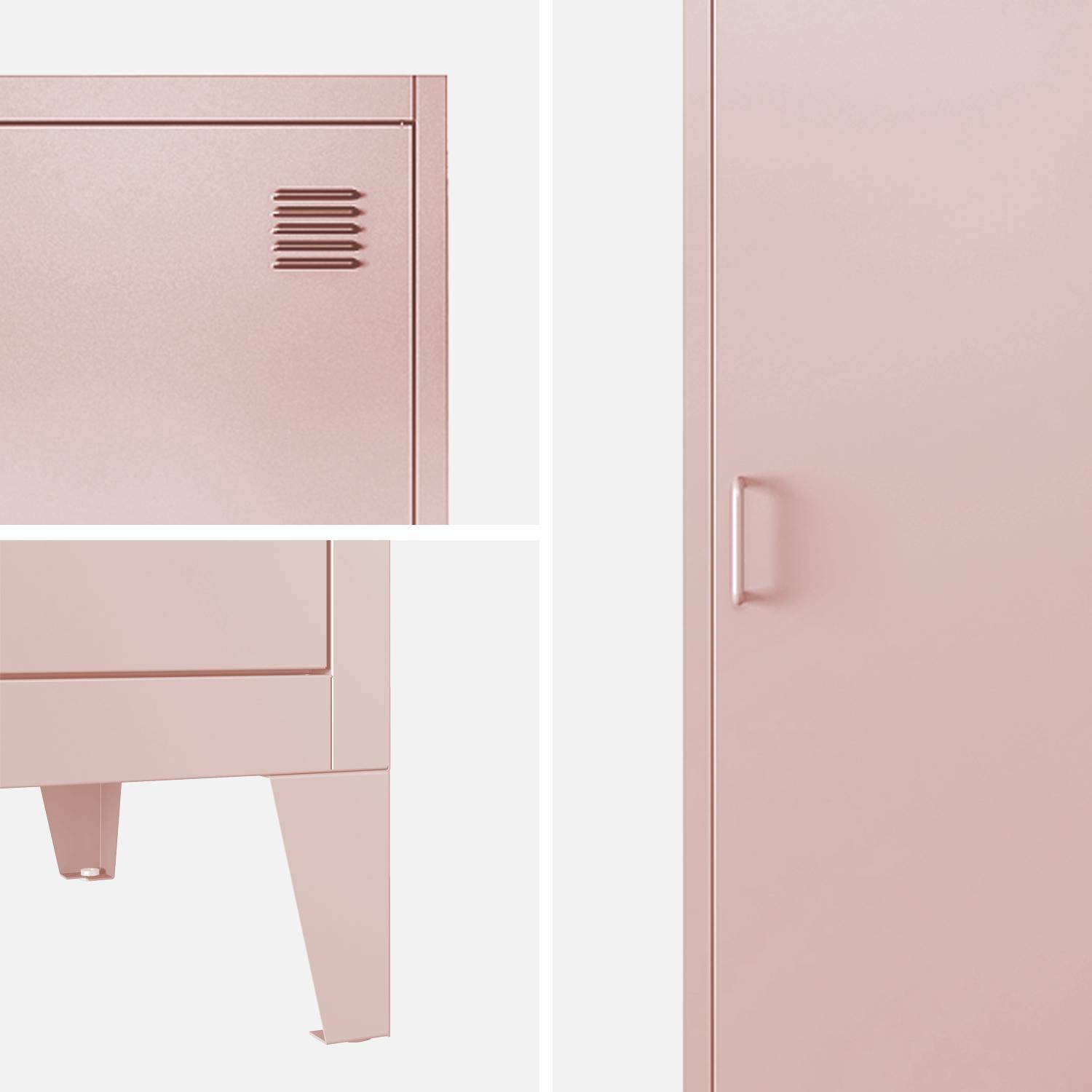 Metal locker storage with 3 shelves, Soho, Pink, 38x38x180 cm Photo4