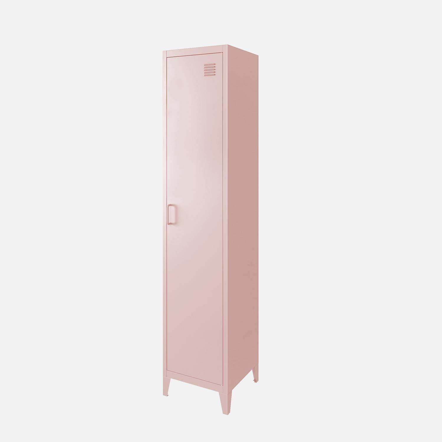 Metal locker storage with 3 shelves, Soho, Pink, 38x38x180 cm Photo3