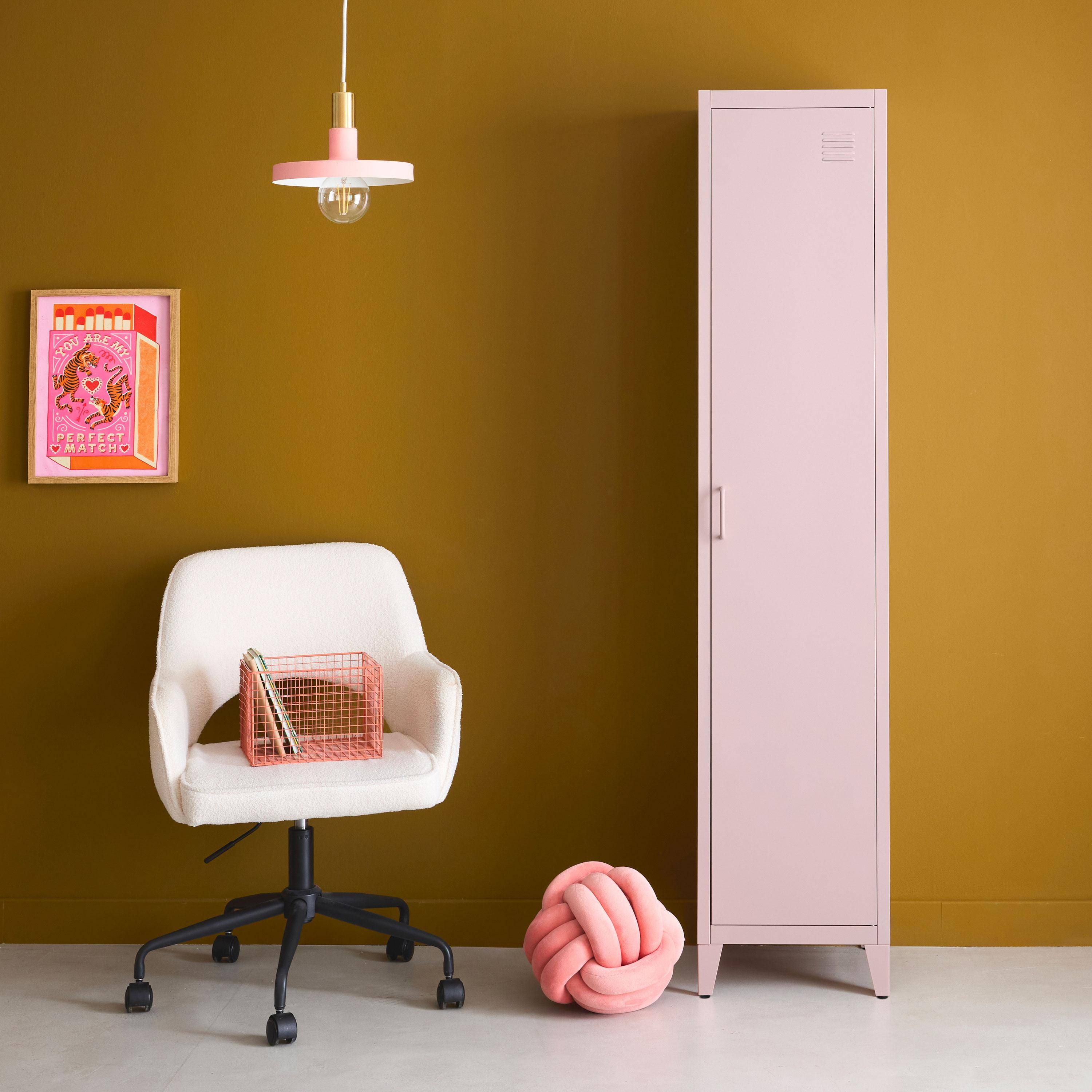 Armoire chambre en acier rose, 4 espaces de rangement, casier  Photo1