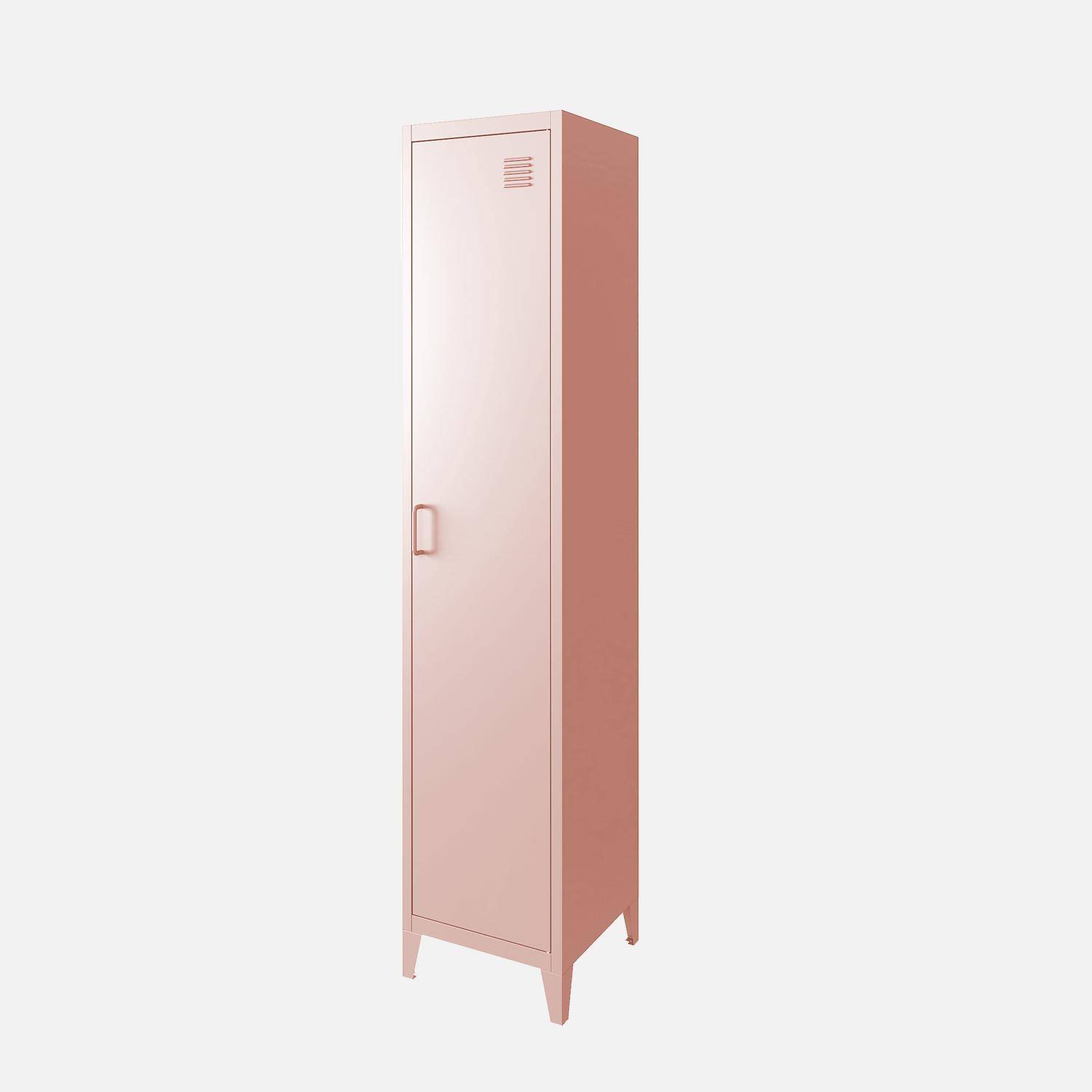 Armoire chambre enfant en métal rose, 3 étagères  Photo3