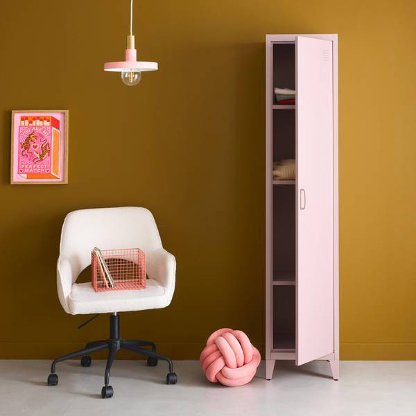 Schrank Kinderzimmer Metall rosa, 3 Ablagen I sweeek