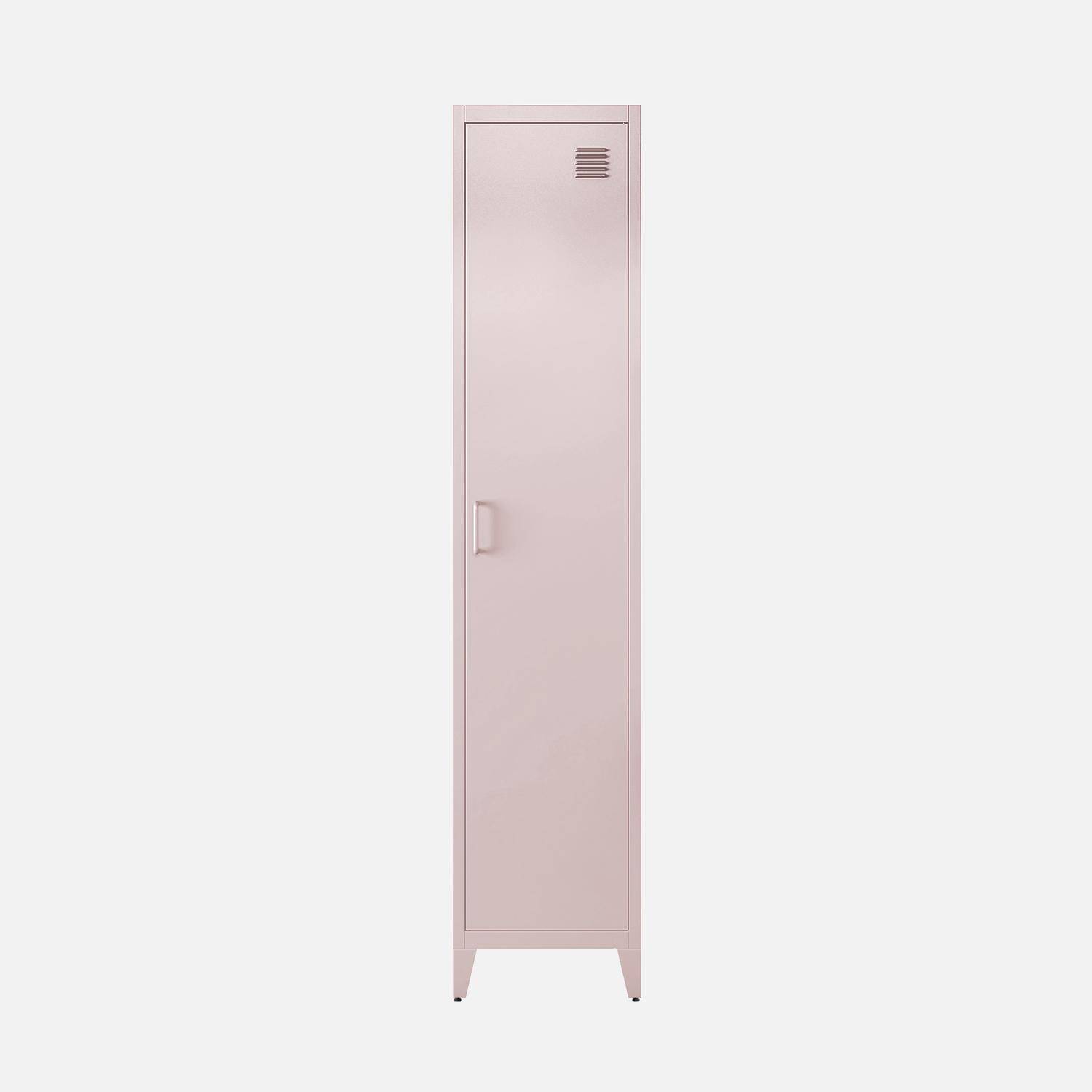 Armoire chambre en acier rose, 4 espaces de rangement, casier  Photo5