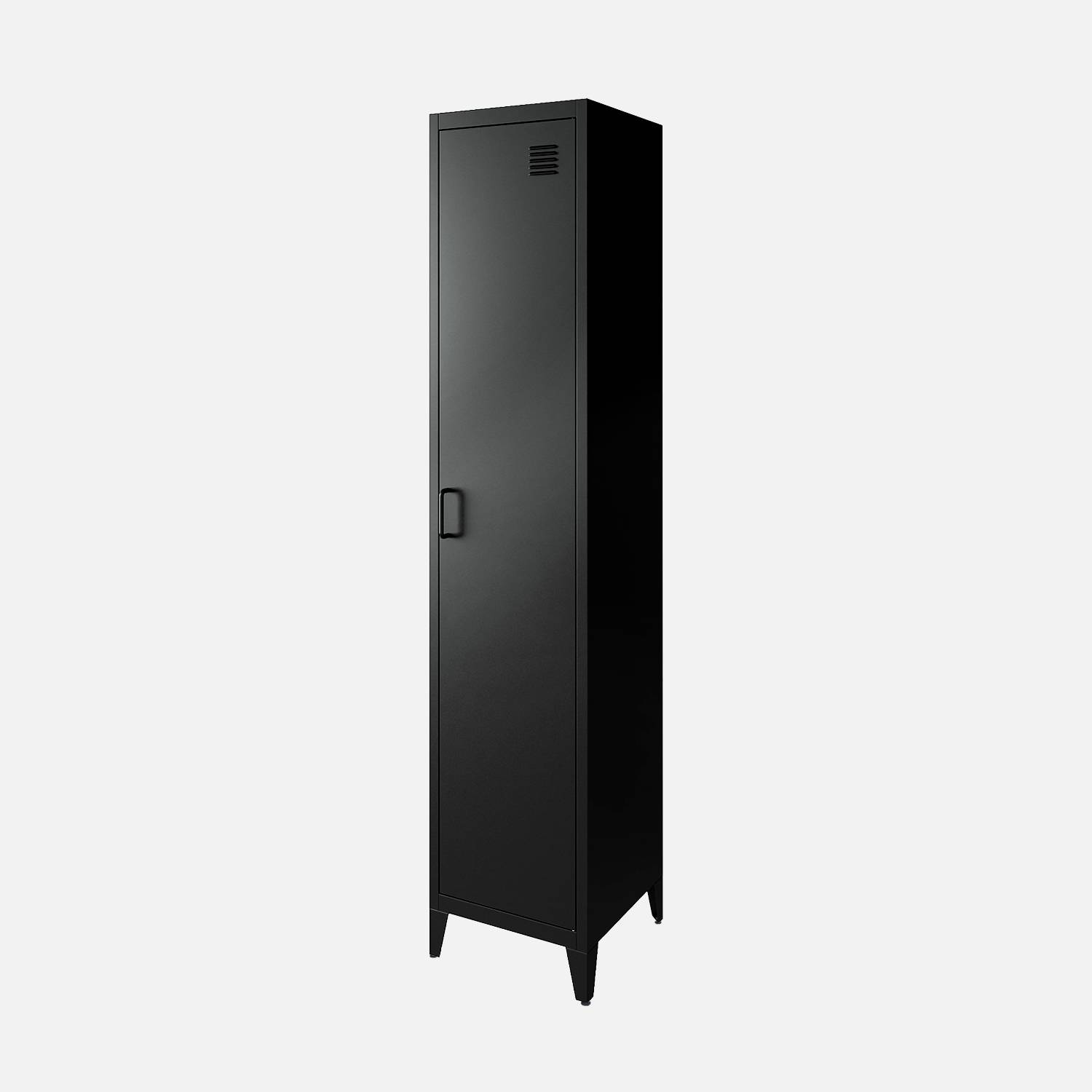 Armoire chambre enfant acier noir 3 étagères