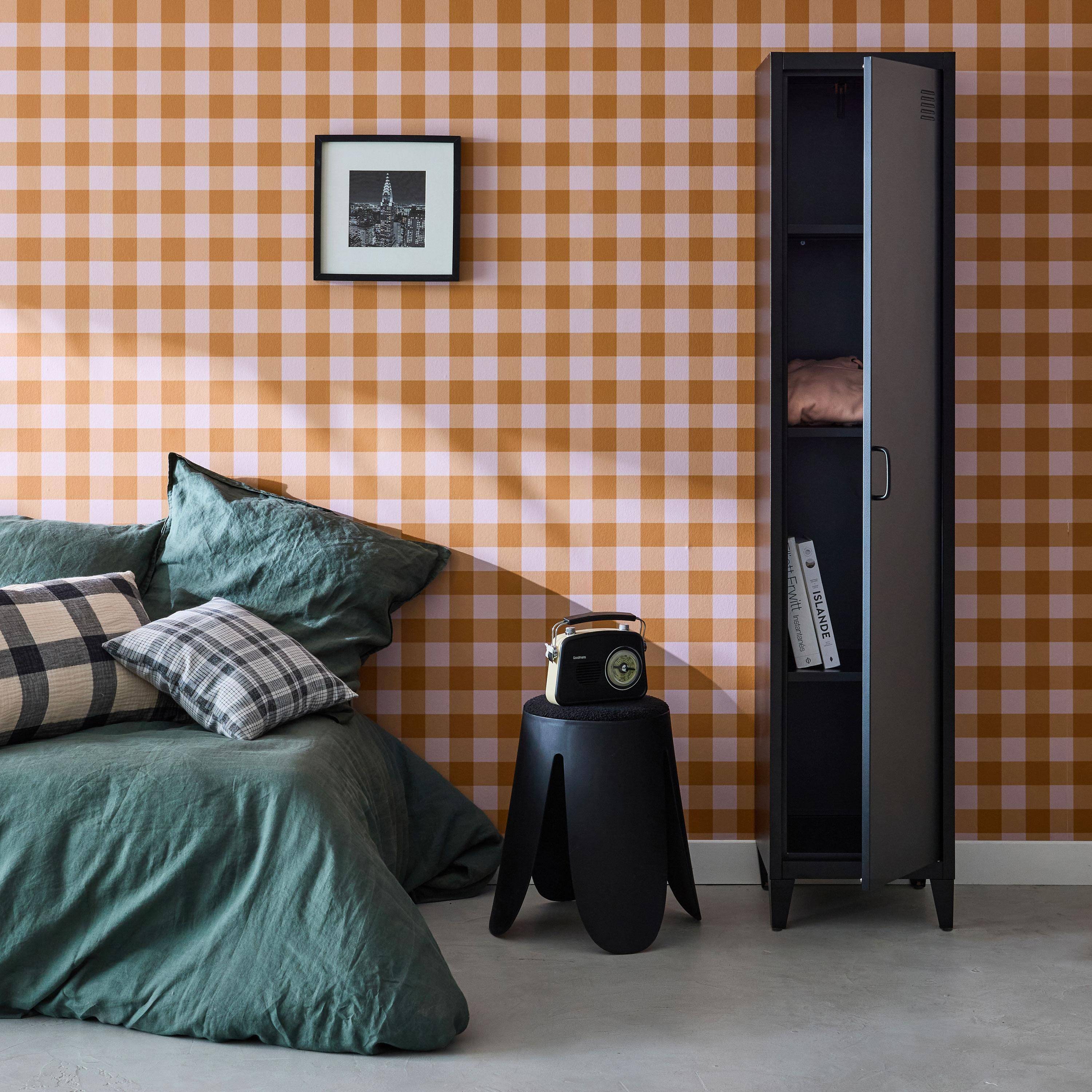 Armoire chambre en acier noir, 4 espaces de rangement, casier Photo2