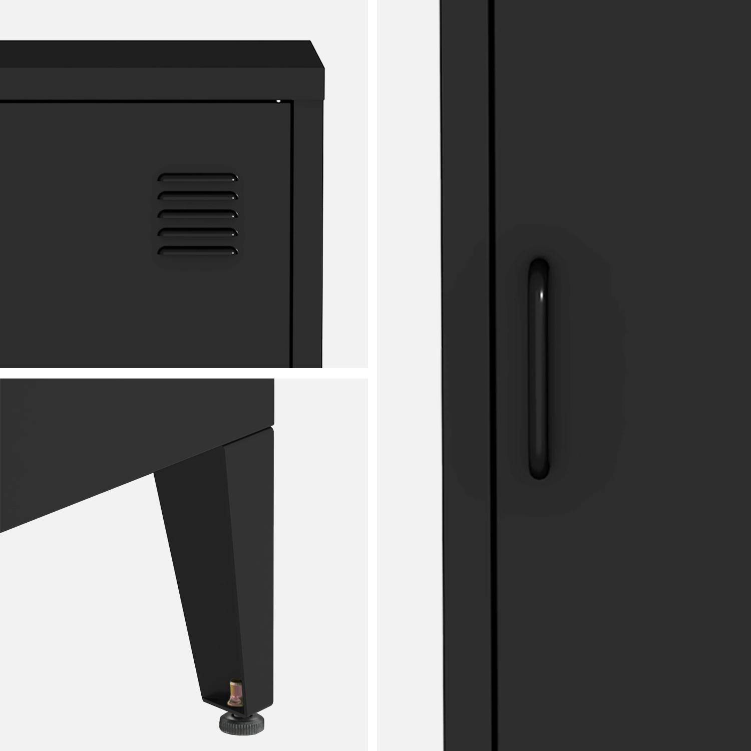 Armoire chambre en acier noir, 4 espaces de rangement, casier Photo7