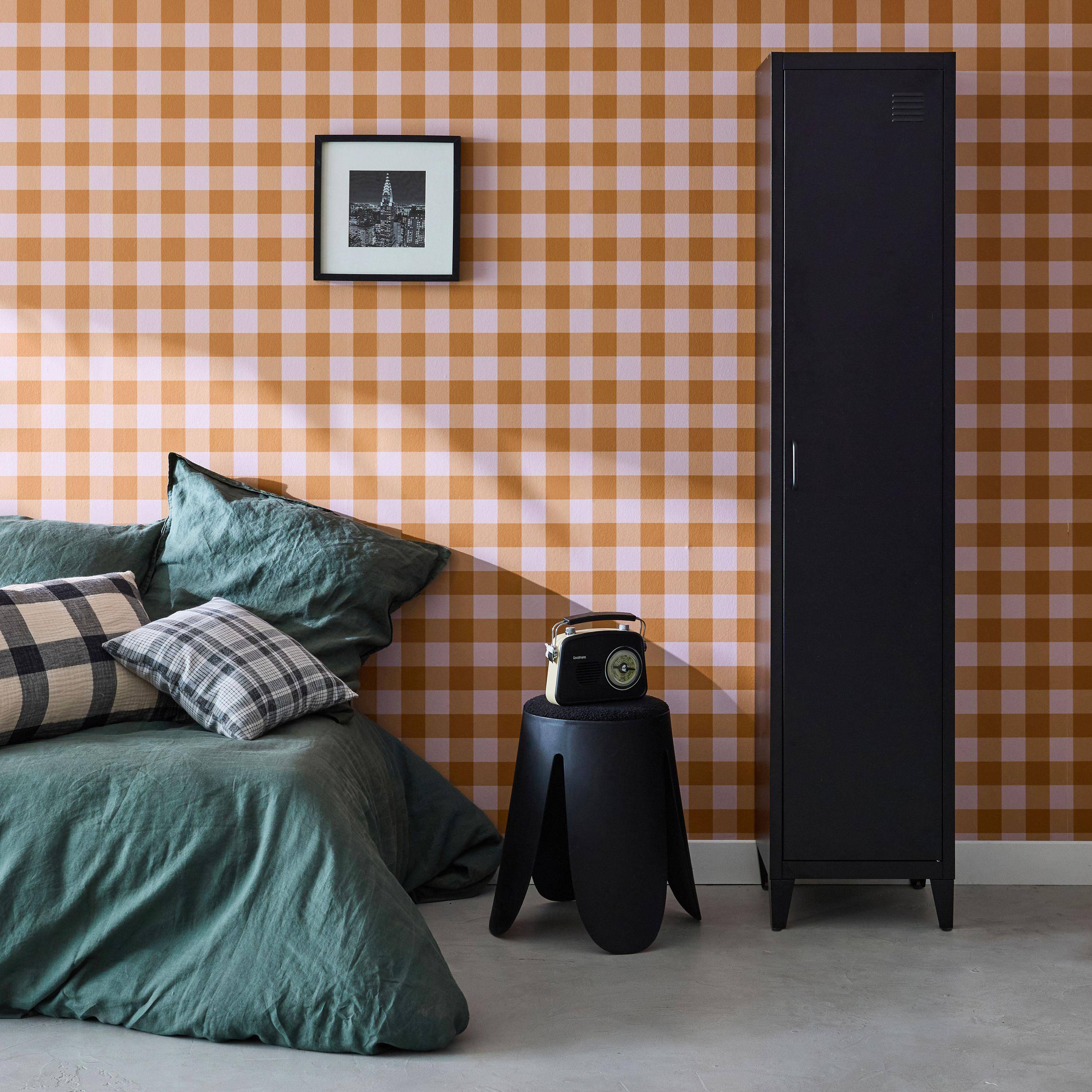 Armoire chambre en acier noir, 4 espaces de rangement, casier Photo1