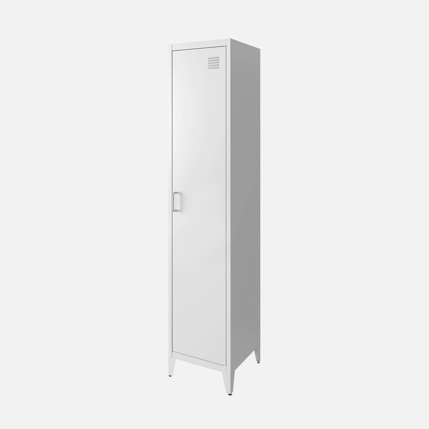 Armoire chambre acier blanc 4 espaces de rangement