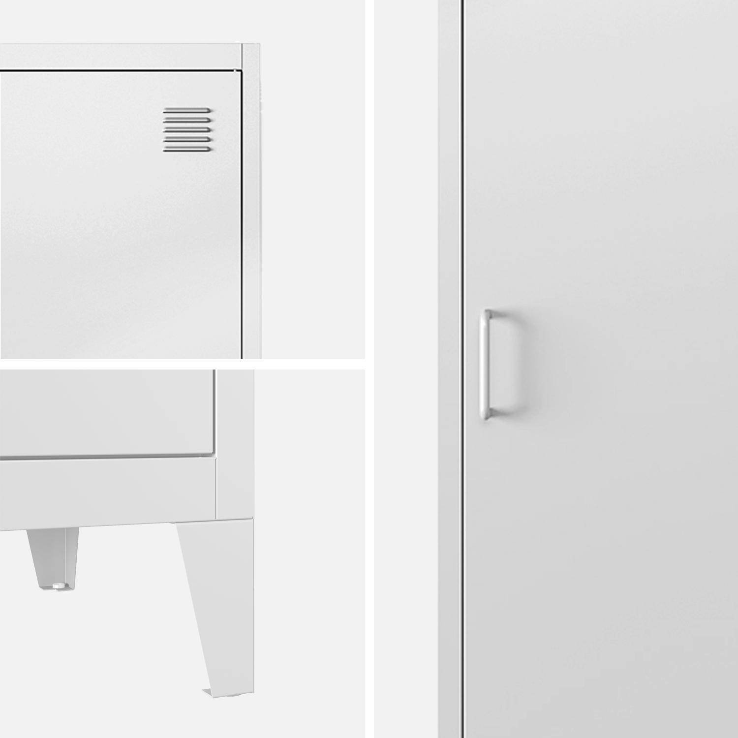 Metal locker storage with 3 shelves, Soho, White, 38x38x180 cm Photo4