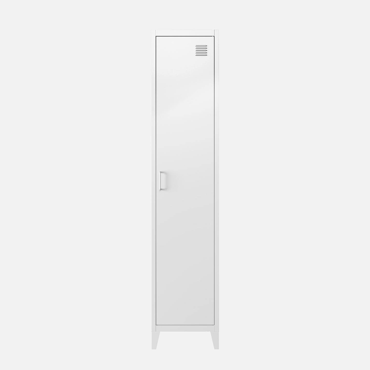 Metal locker storage with 3 shelves, Soho, White, 38x38x180 cm,sweeek,Photo6