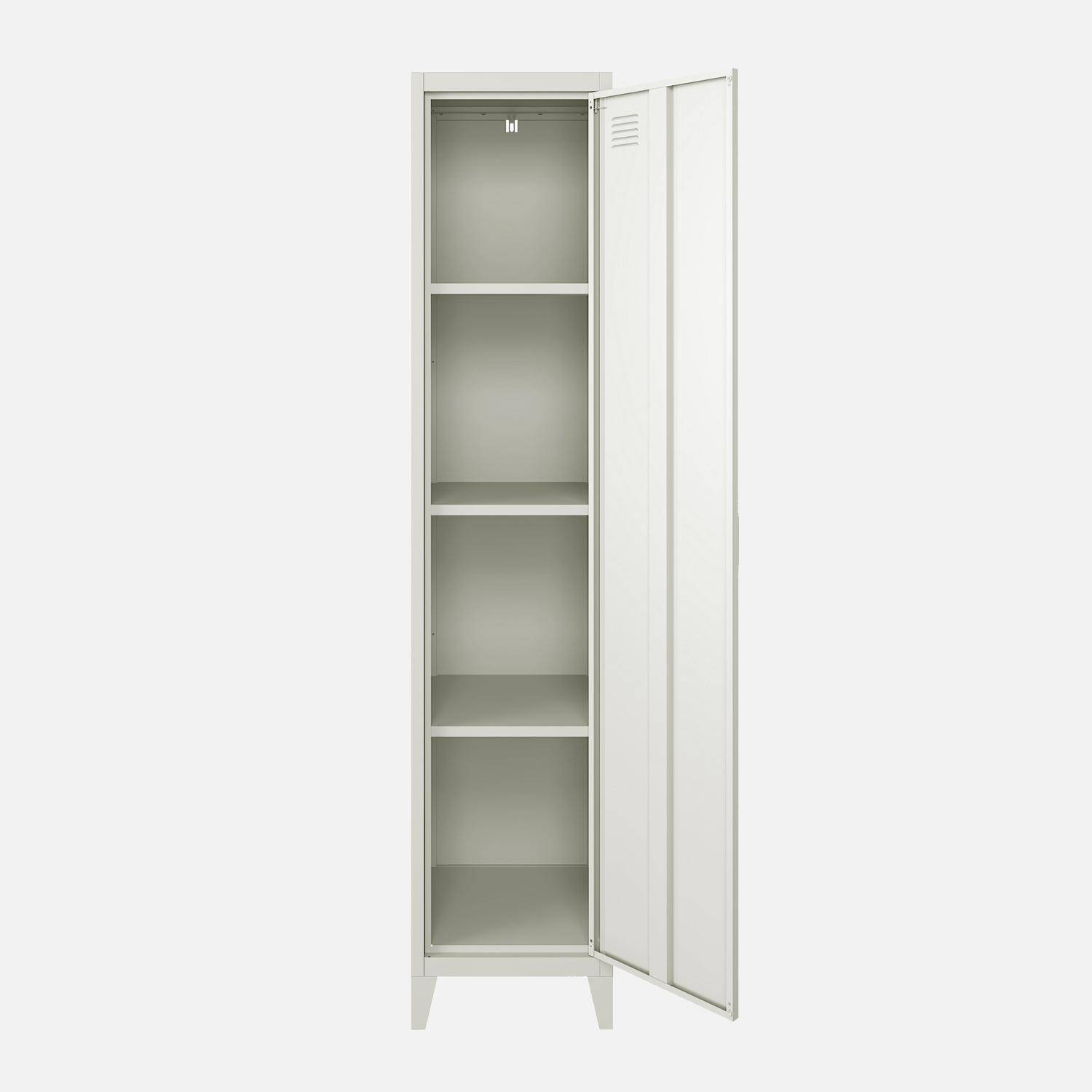 Armoire chambre enfant en métal blanc, 3 étagères  Photo4