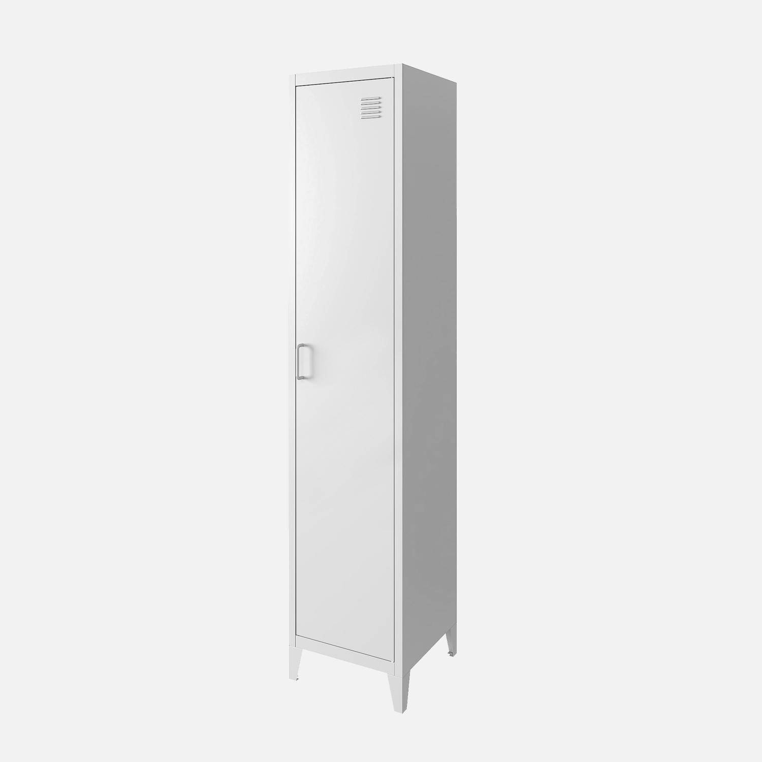 Metal locker storage with 3 shelves, Soho, White, 38x38x180 cm Photo3