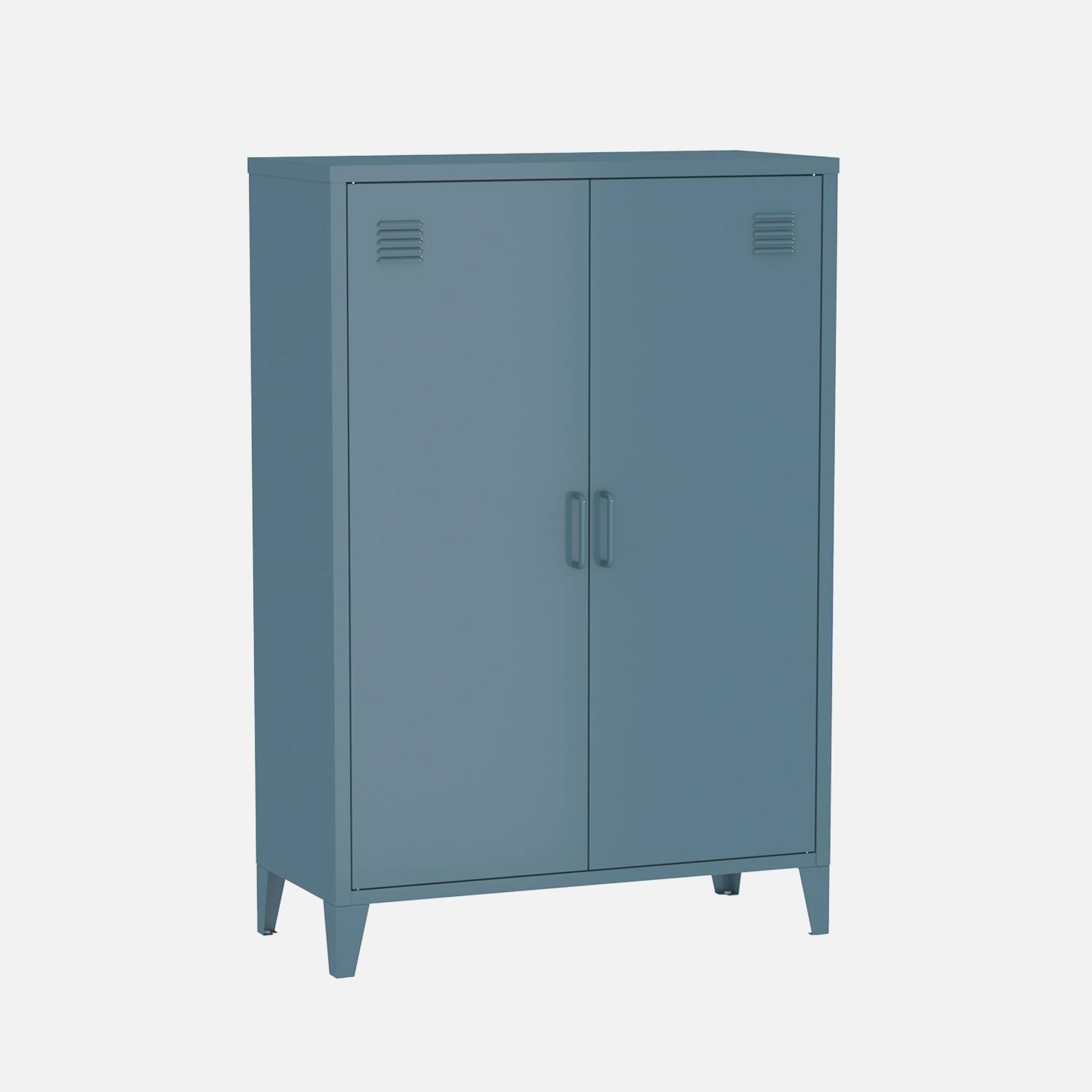 Commode/armoire métal bleu, 2 espaces de rangement I sweeek 