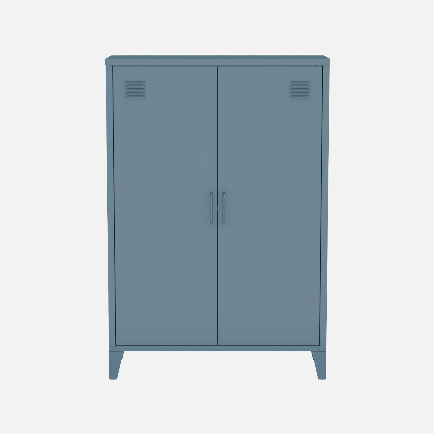 Kinderschrank / Kommode aus blauem Metall - Soho Photo4