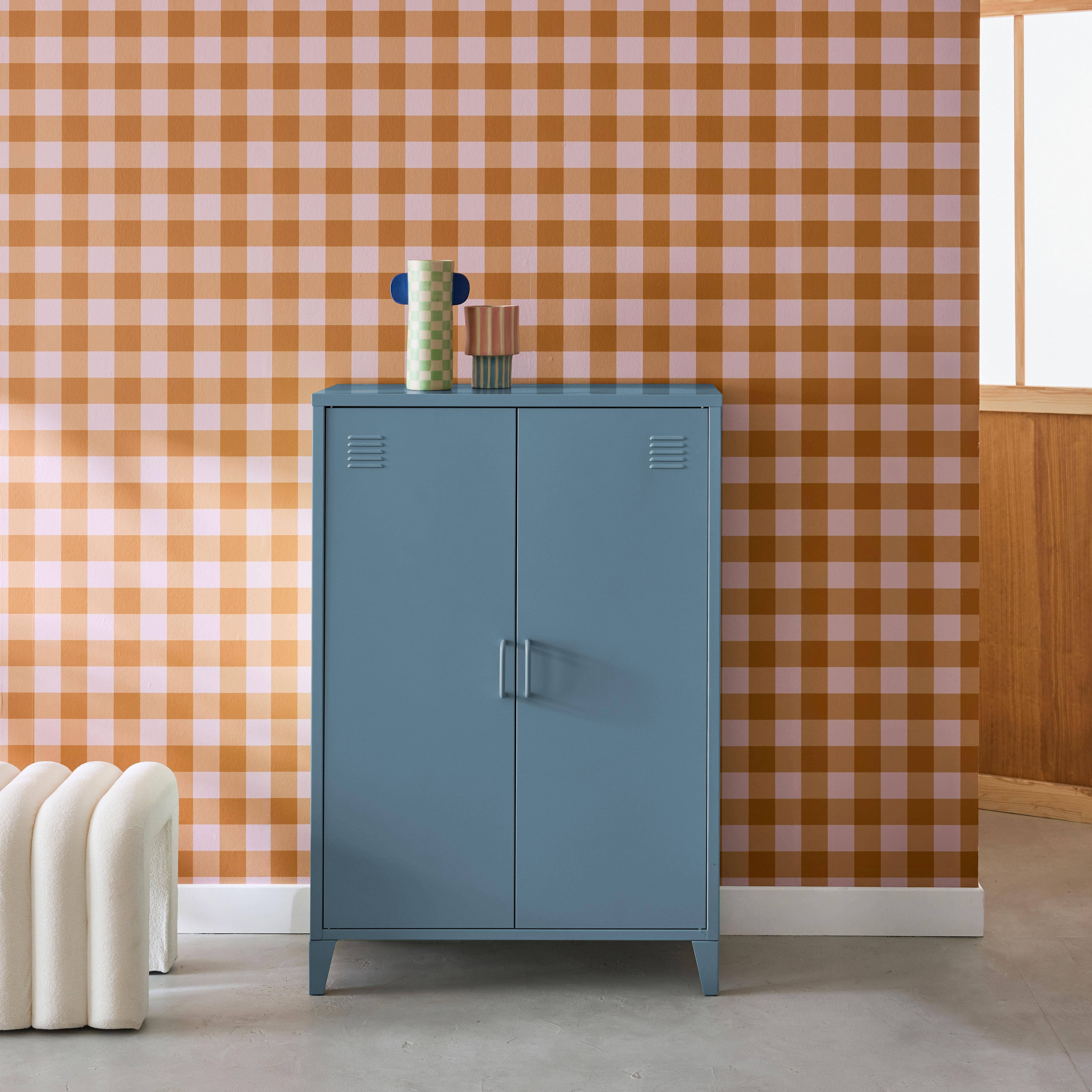 Kinderschrank / Kommode aus blauem Metall - Soho Photo1
