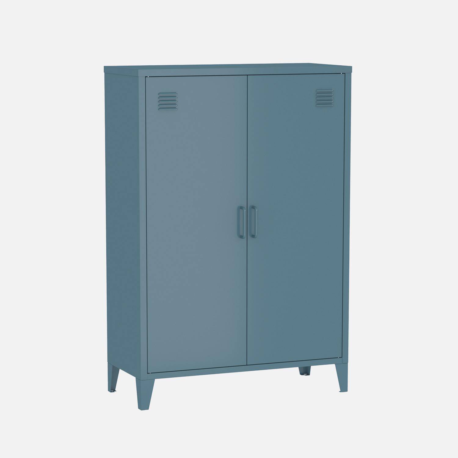 Kinderschrank / Kommode aus blauem Metall - Soho Photo3