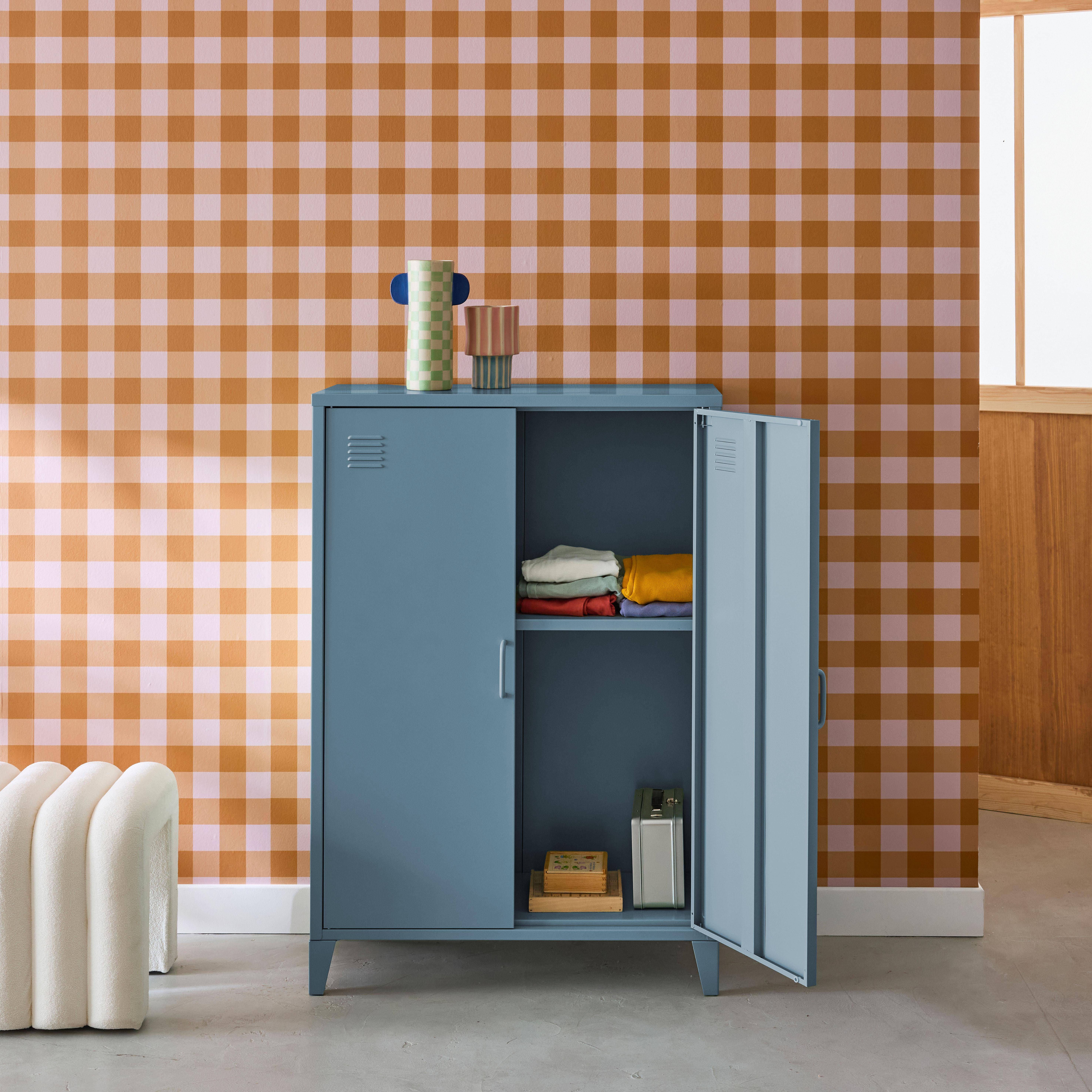 Kinderschrank / Kommode aus blauem Metall - Soho Photo2