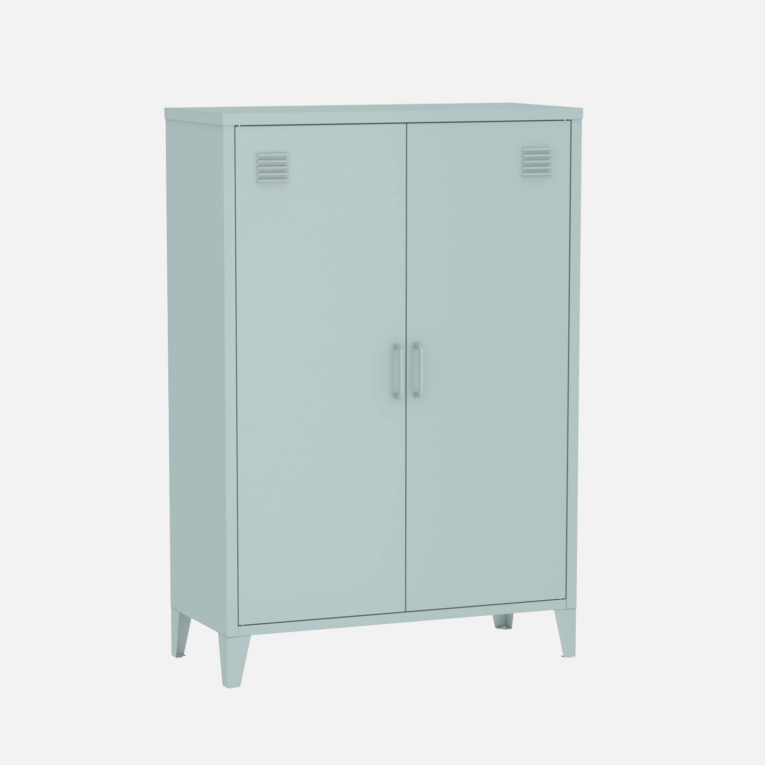 Commode/armoire métal bleu clair, 2 rangements