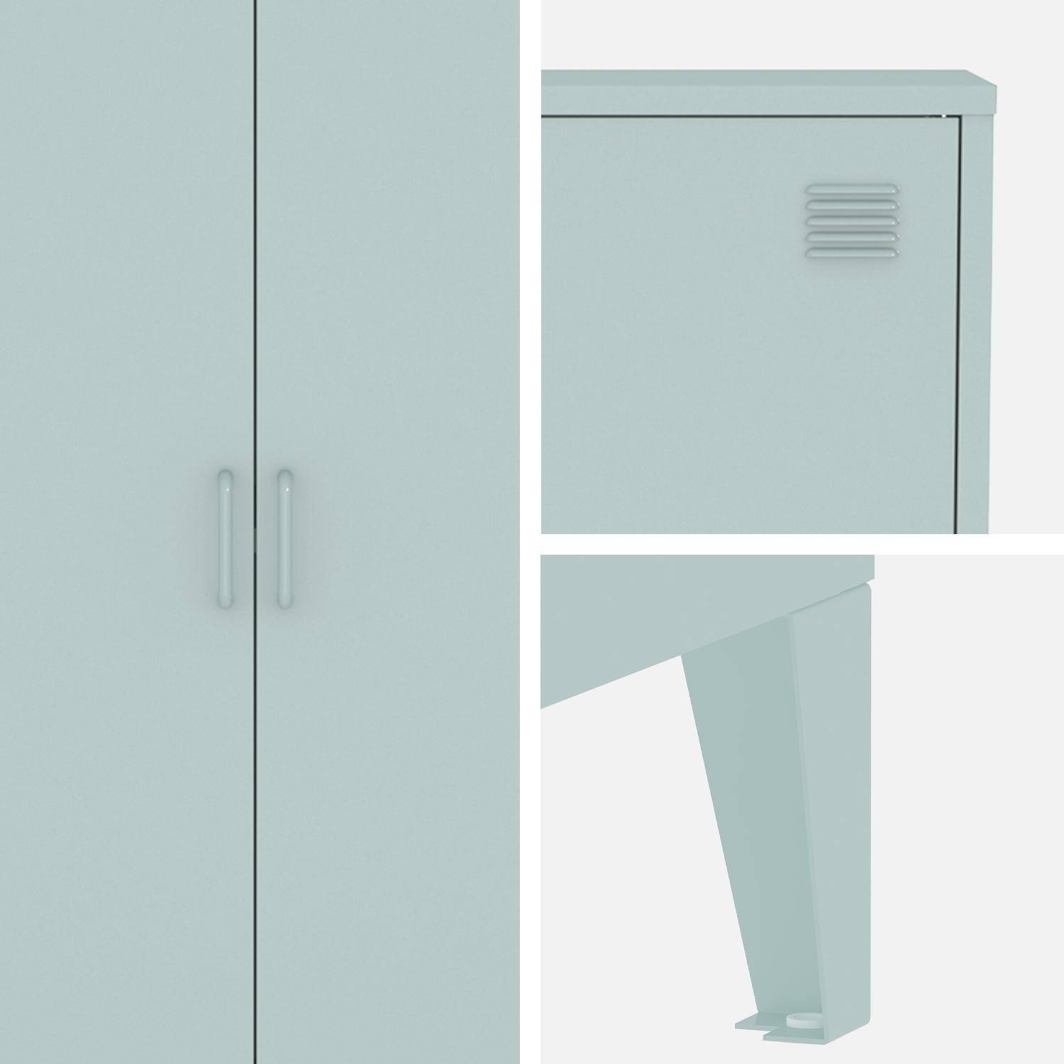 Cómoda/armario industrial metal 2 puertas, Soho, Azul claro, 75x33x110 cm,sweeek,Photo6