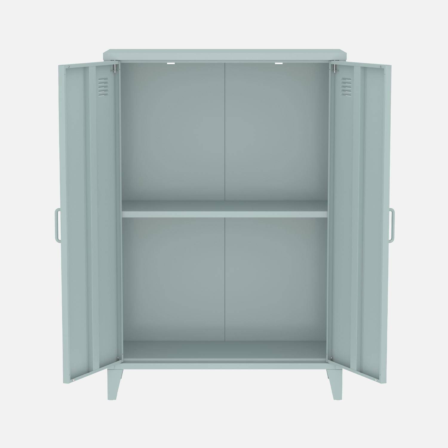Cómoda/armario industrial metal 2 puertas, Soho, Azul claro, 75x33x110 cm Photo5