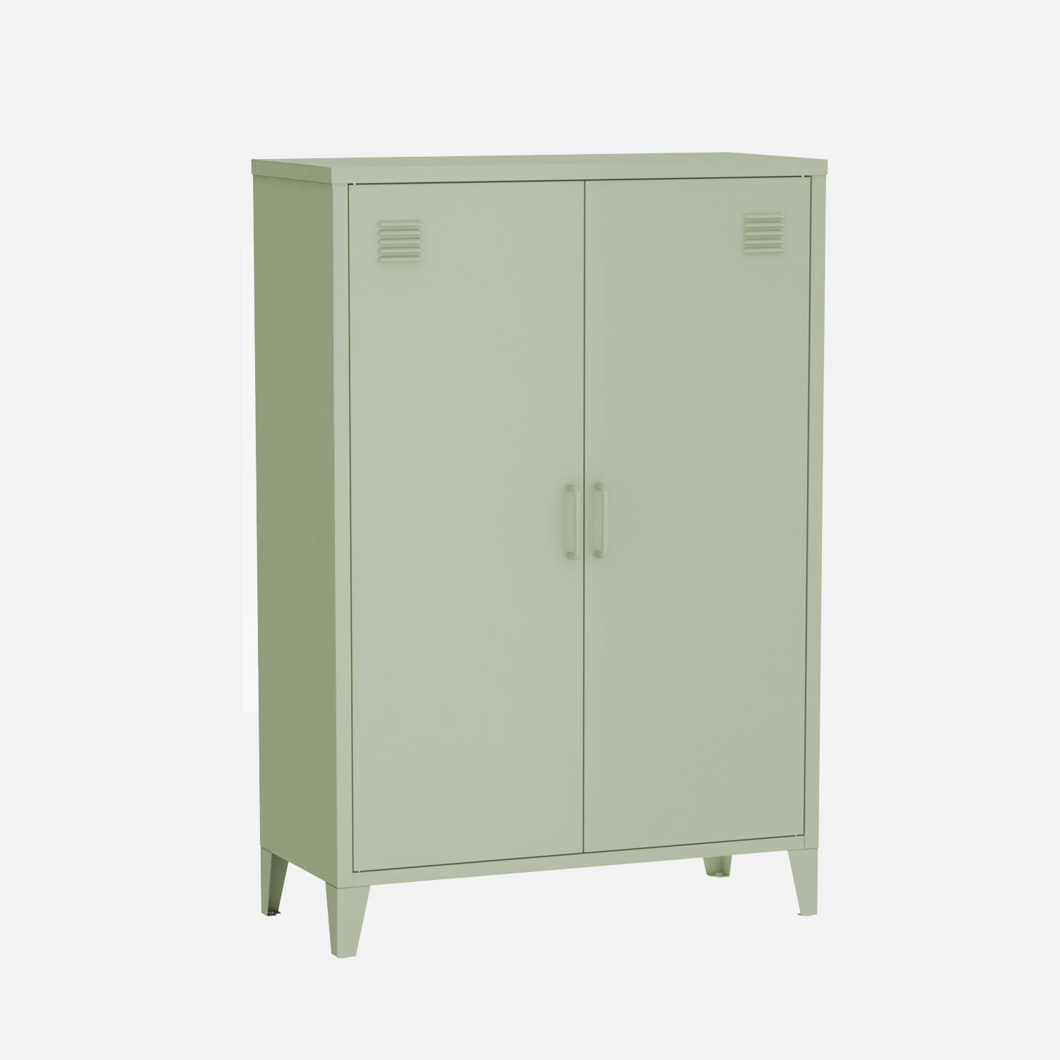 Commode/armoire métal vert 2 espaces de rangement