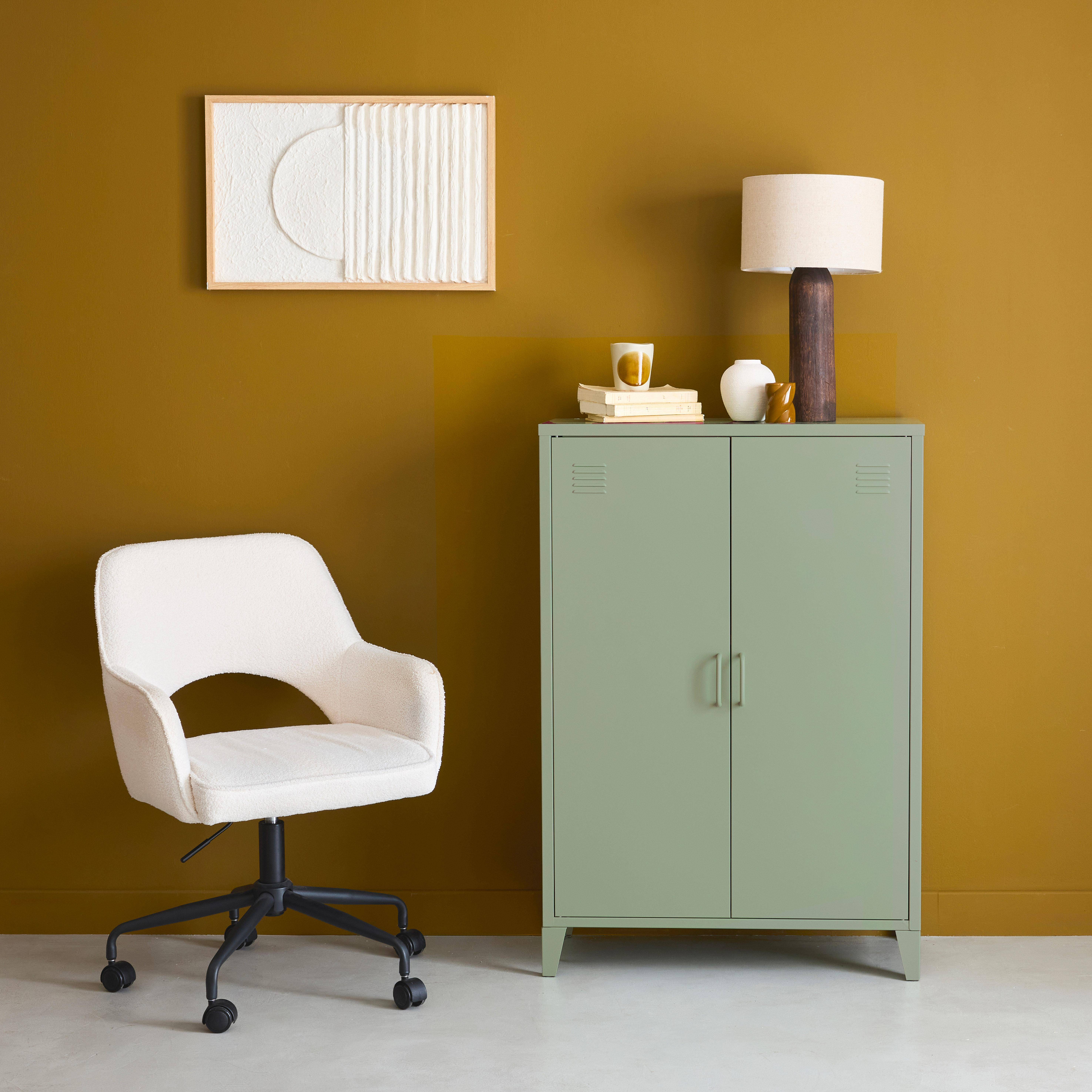 Commode/armoire en métal vert, 2 espaces de rangement, casiers  Photo1