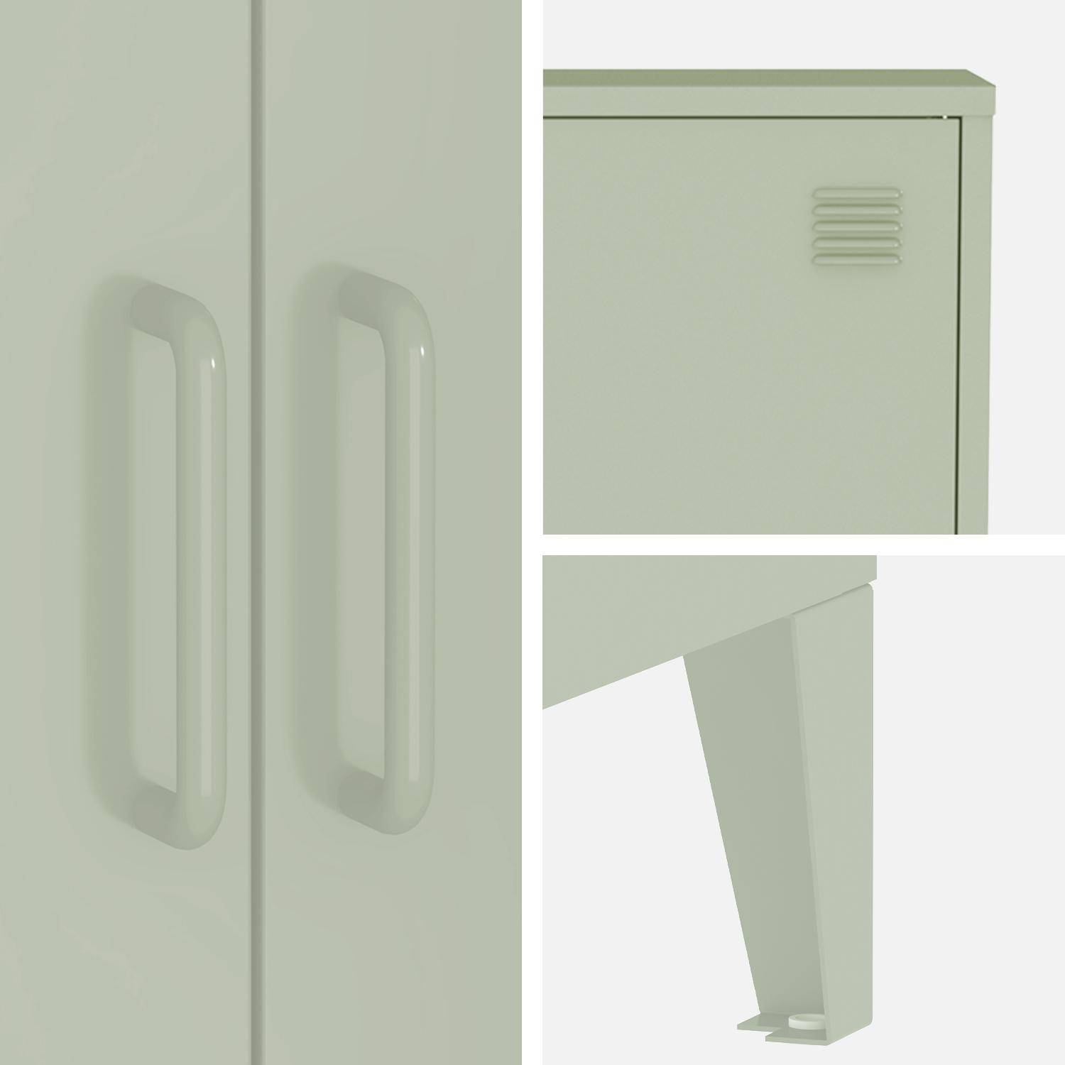 Commode/armoire en métal vert, 2 espaces de rangement, casiers  Photo6