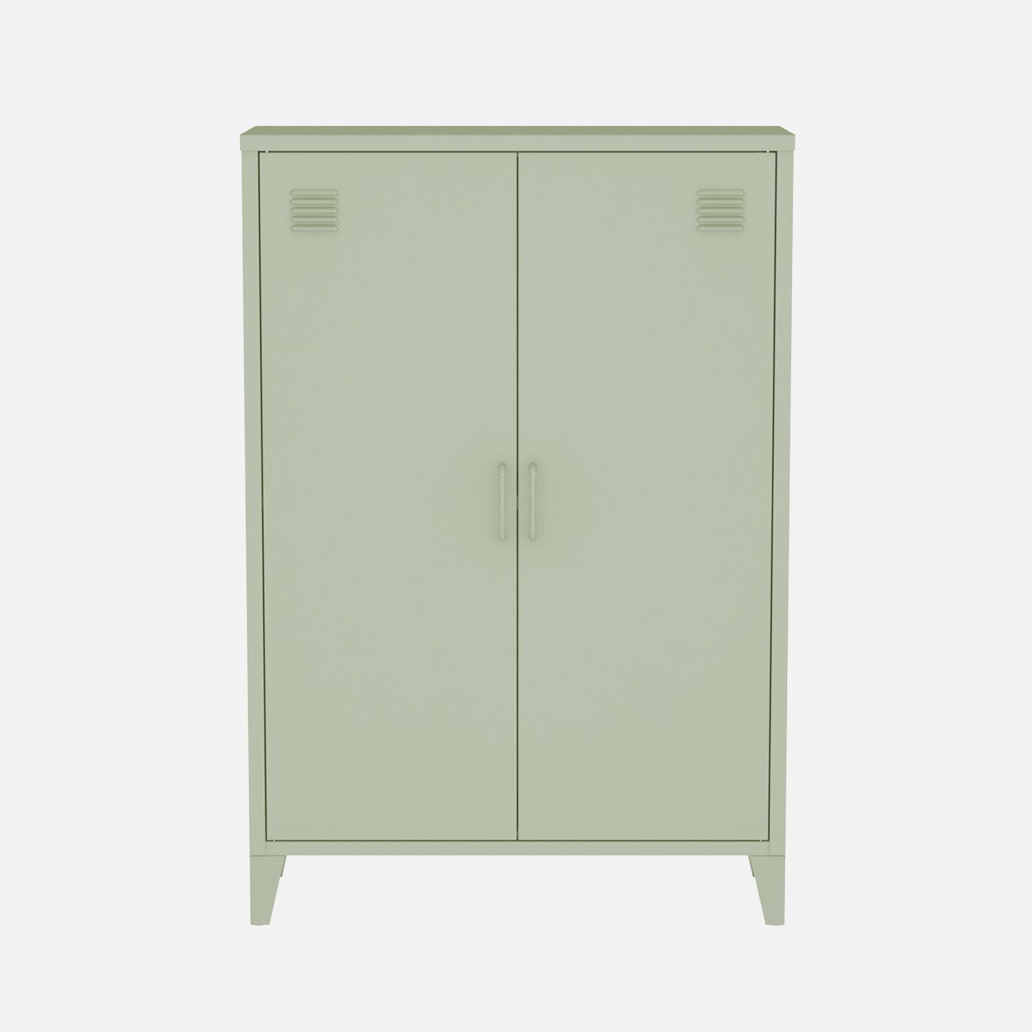 Commode/armoire en métal vert, 2 espaces de rangement, casiers  Photo4