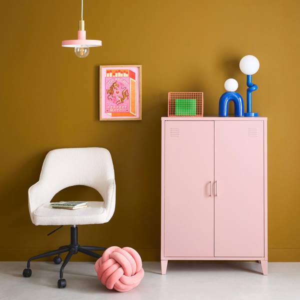 Kinderschrank / Kommode aus rosafarbenem Metall I sweeek