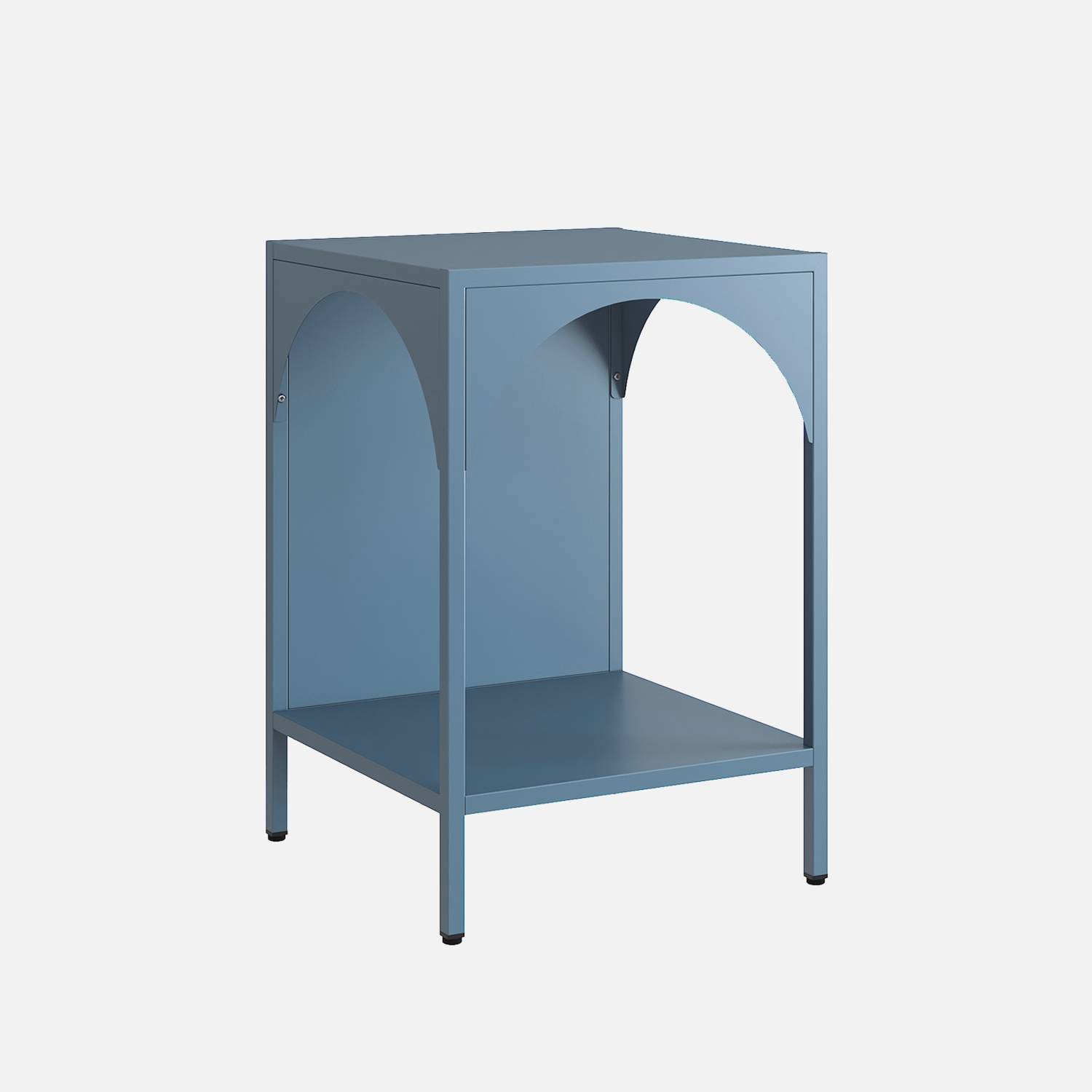 Bedside table, metal side table, Petrol Blue