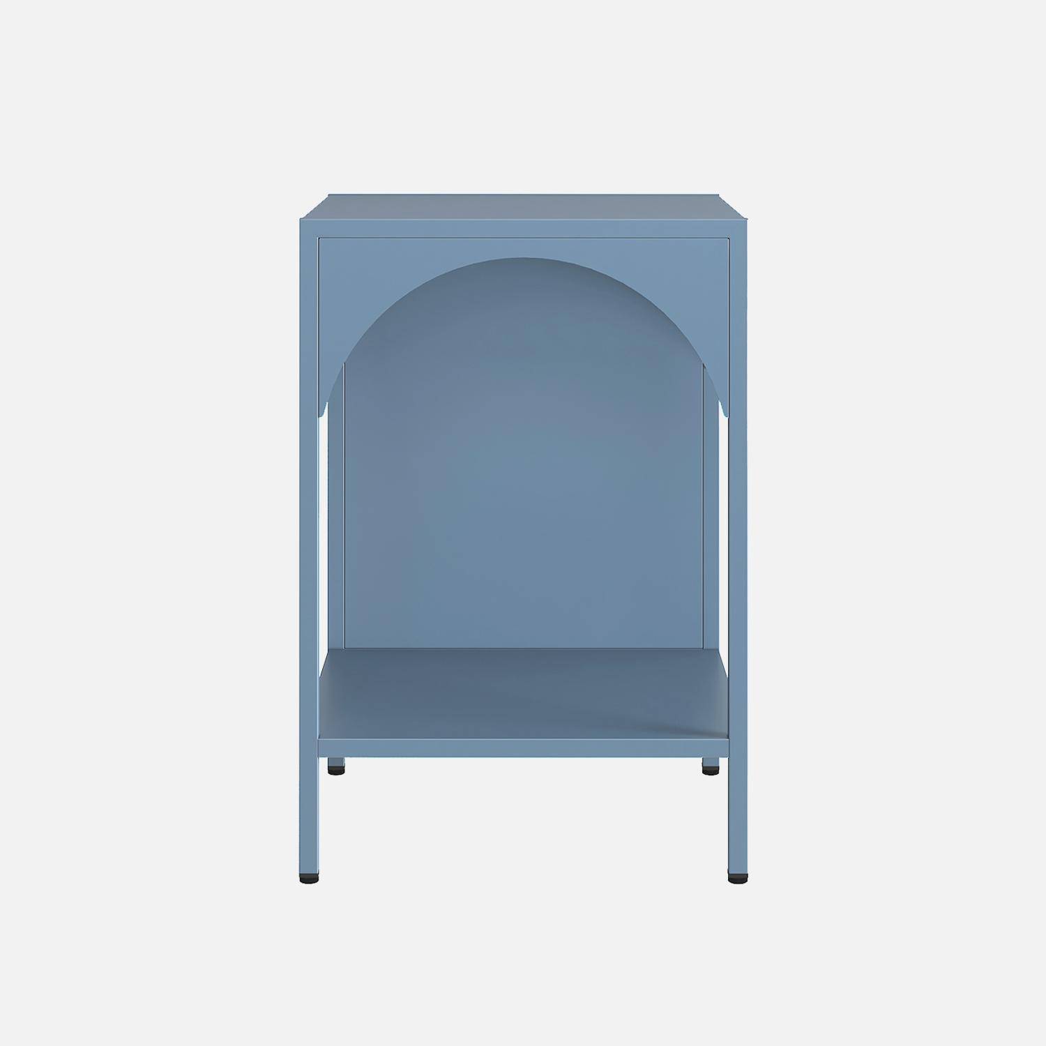 Table de chevet, table d'appoint en métal bleu ,sweeek,Photo6
