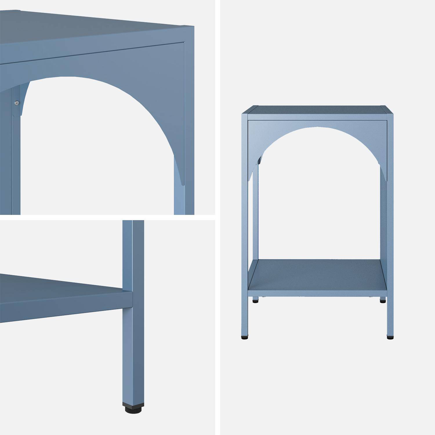 Table de chevet, table d'appoint en métal bleu ,sweeek,Photo5